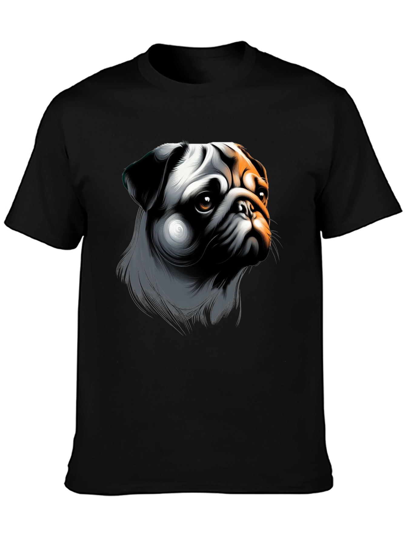 Pug Graphic Print Black T-Shirt