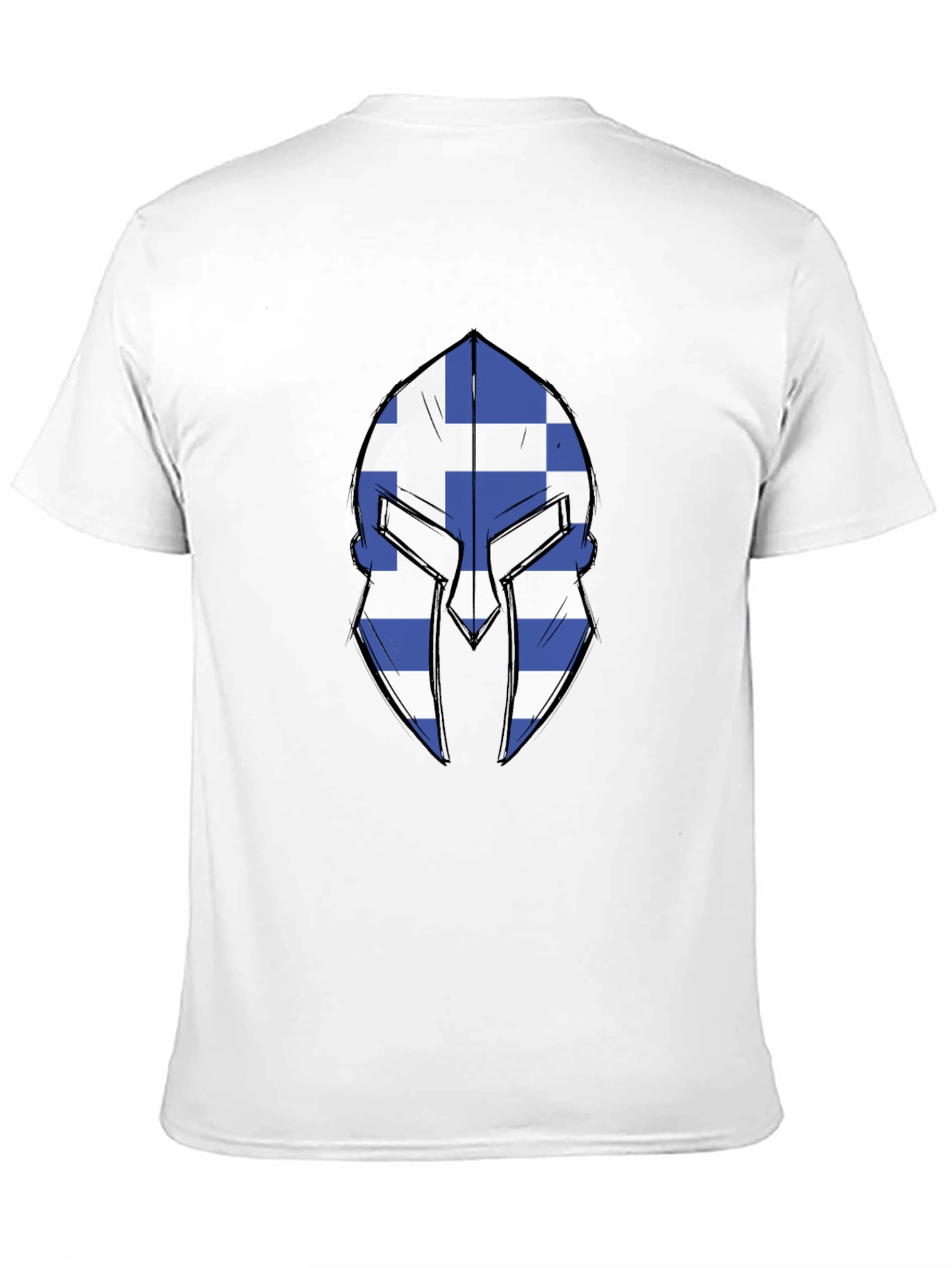 Greek Spartan Helmet Flag Graphic Tee - Black T-Shirt