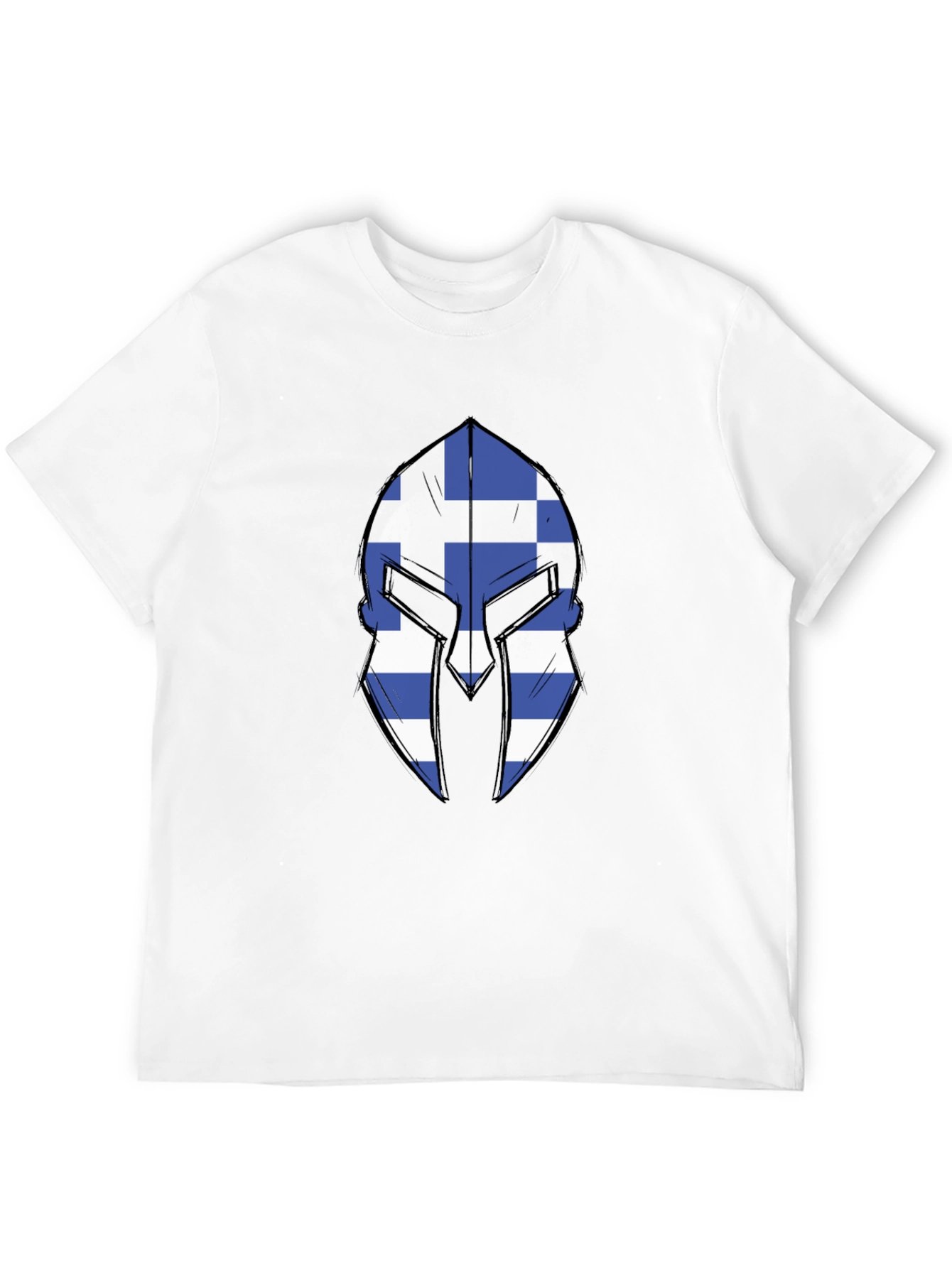 Greek Spartan Helmet Flag Graphic Tee - Black T-Shirt