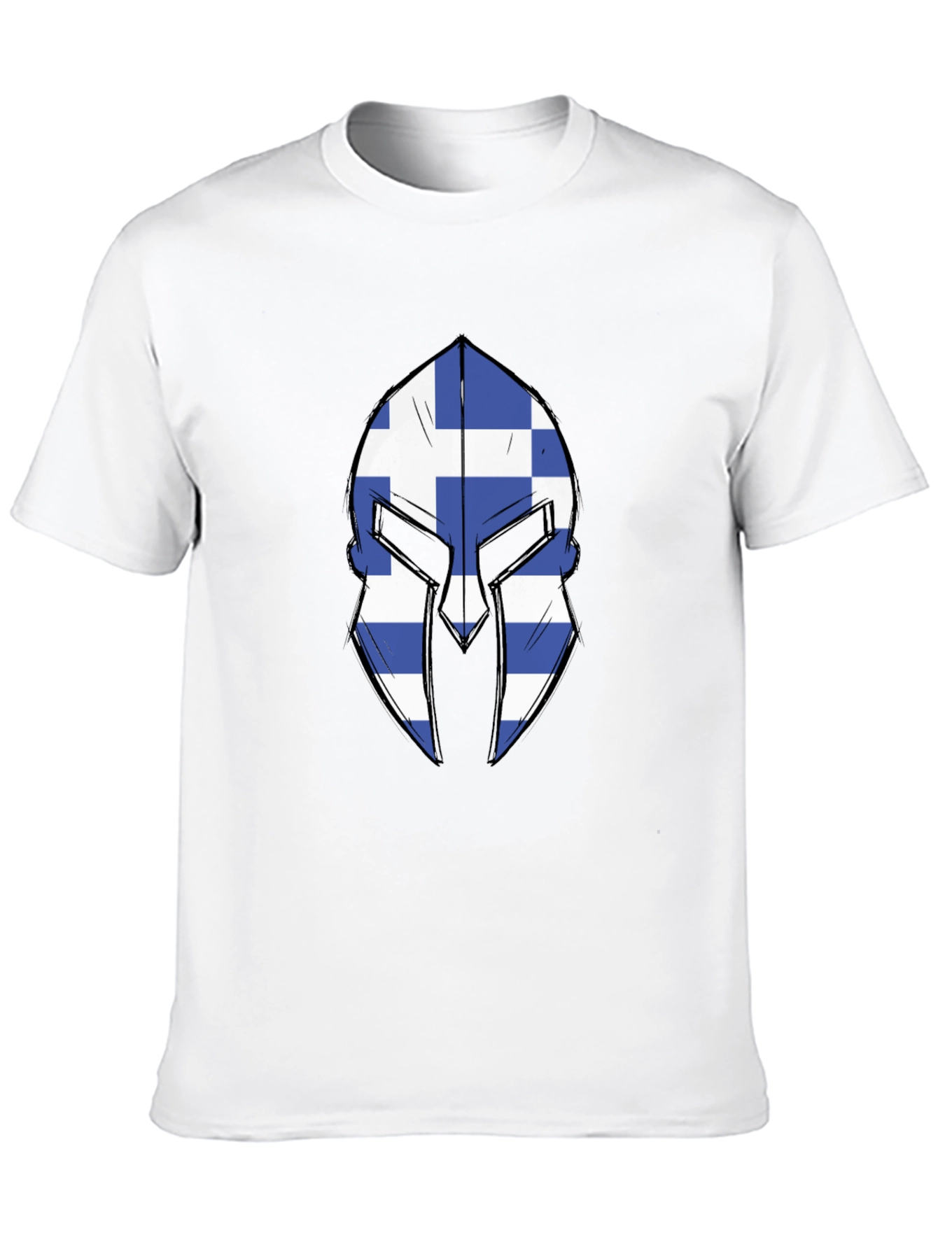 Greek Spartan Helmet Flag Graphic Tee - Black T-Shirt