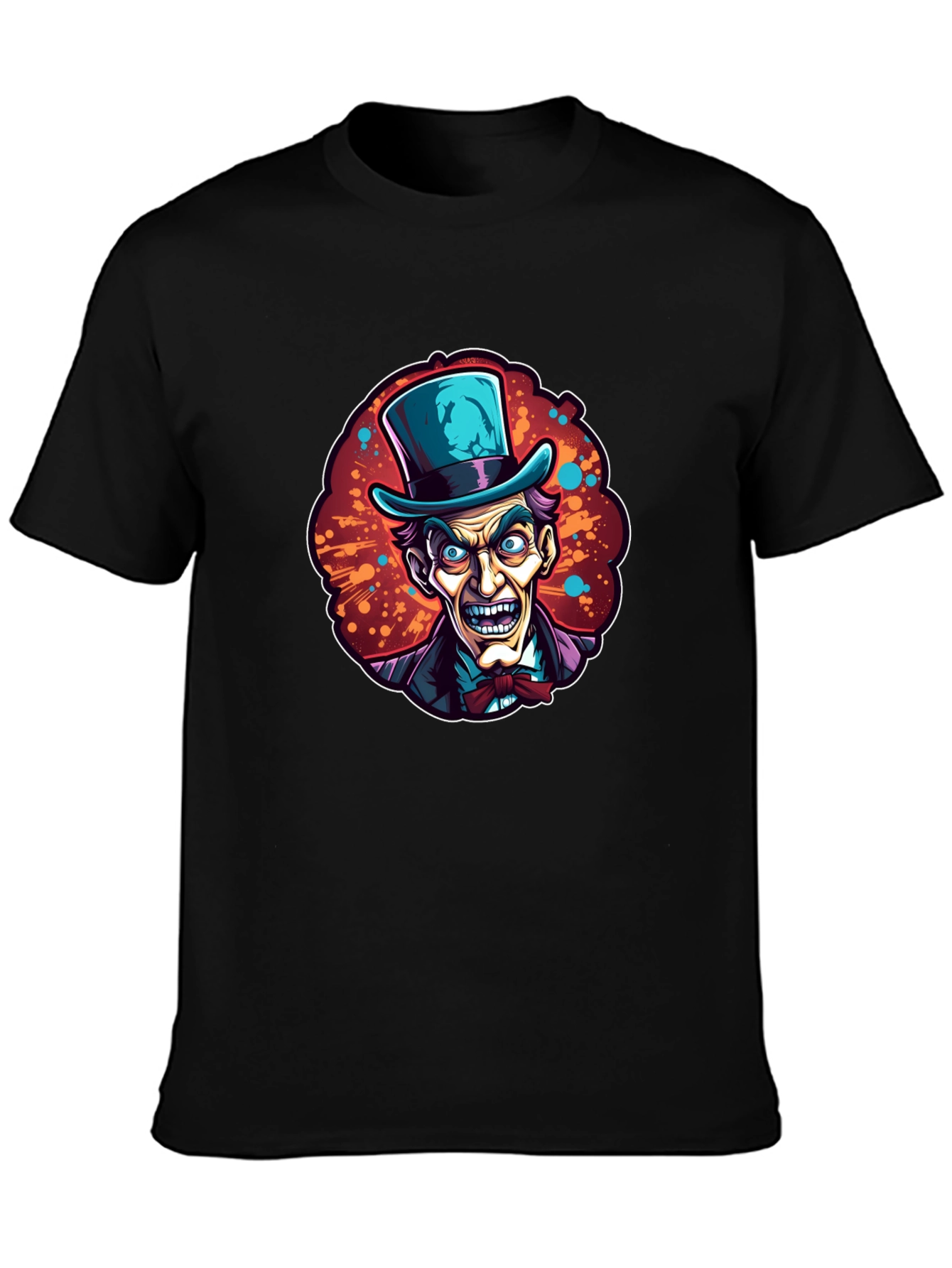 Mad Hatter Cartoon Graphic Black T-Shirt