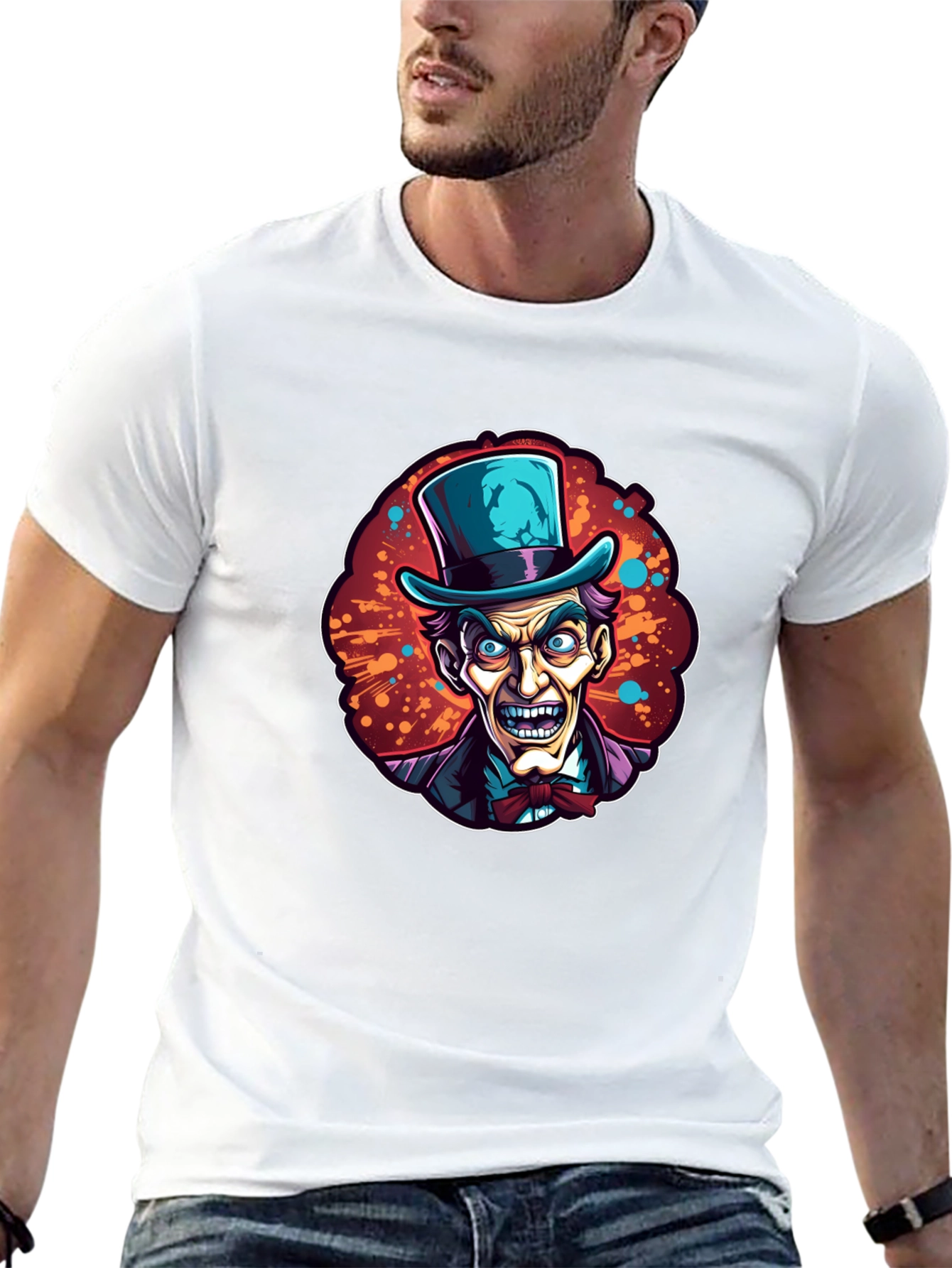 Mad Hatter Cartoon Graphic Black T-Shirt