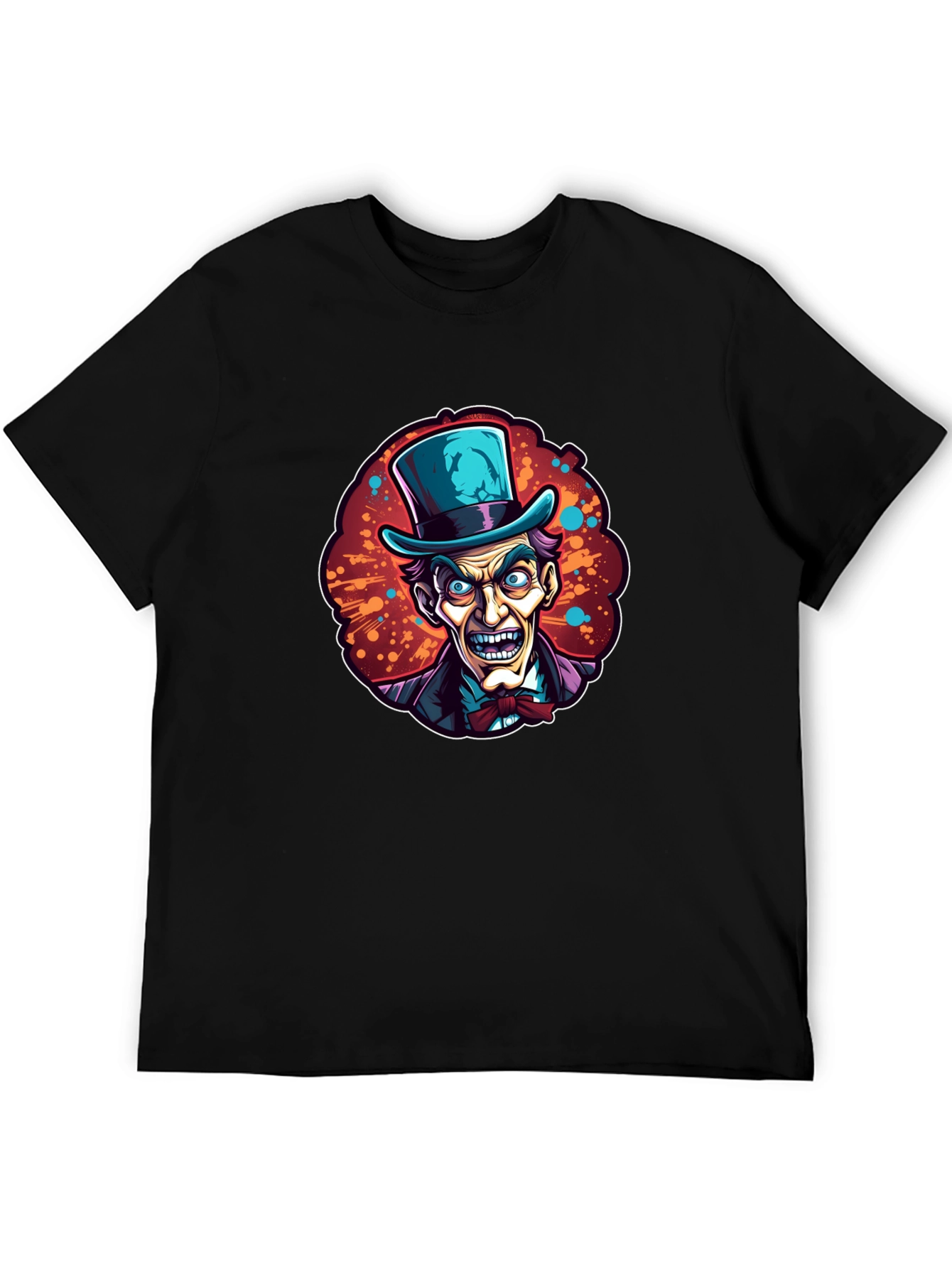 Mad Hatter Cartoon Graphic Black T-Shirt