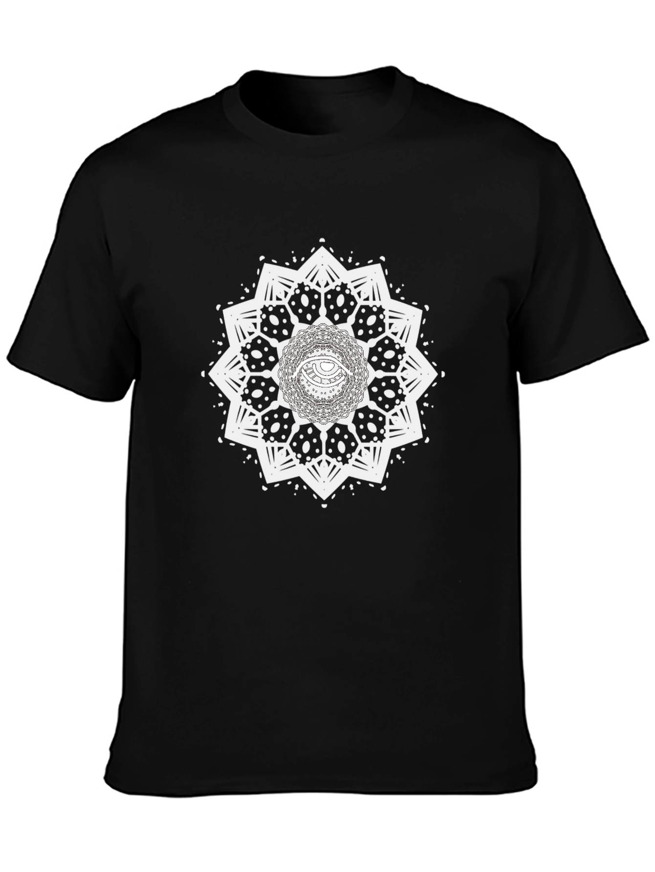 Eye Mandala Graphic Tee - Black Cotton Casual Shirt