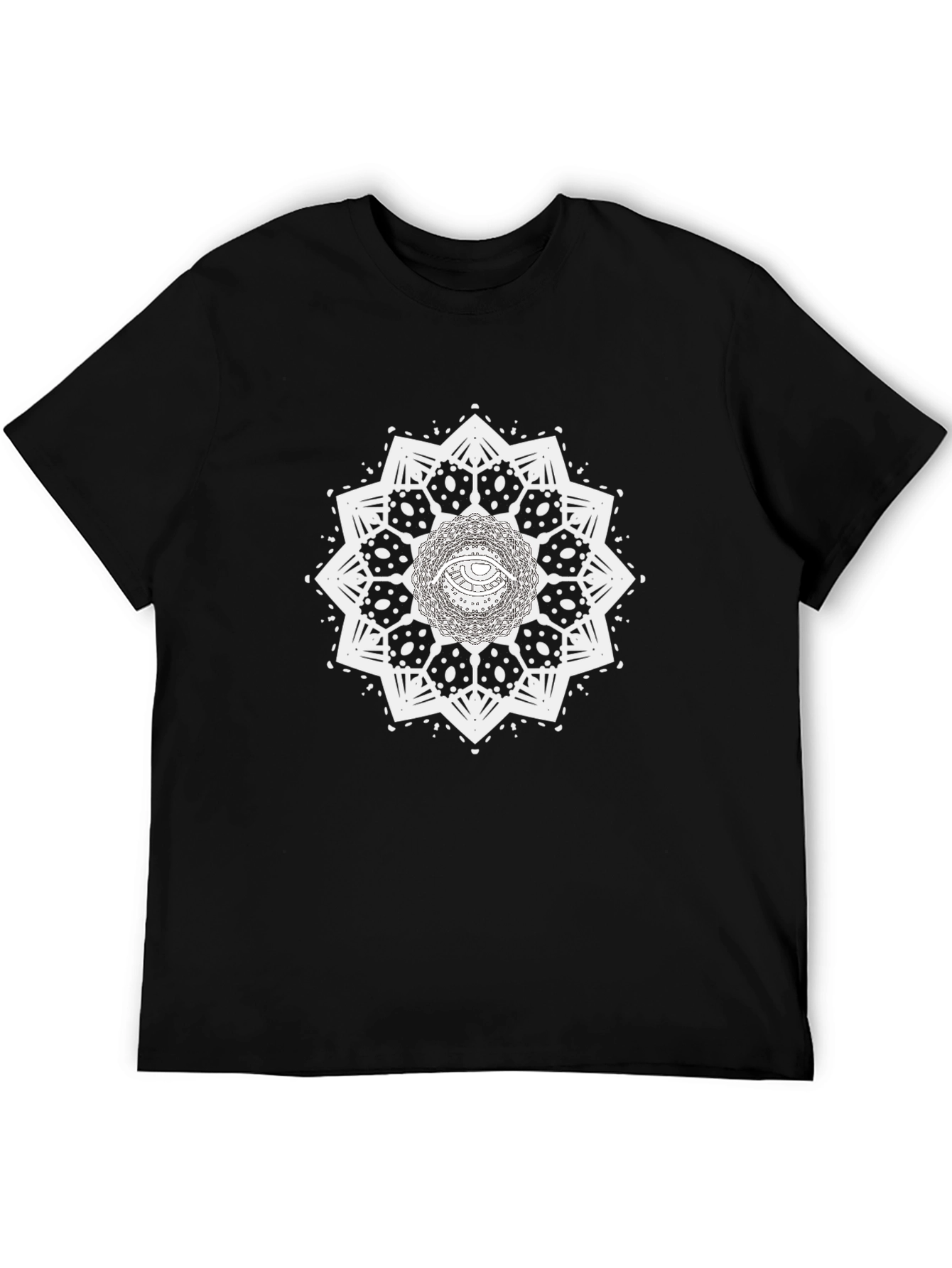 Eye Mandala Graphic Tee - Black Cotton Casual Shirt