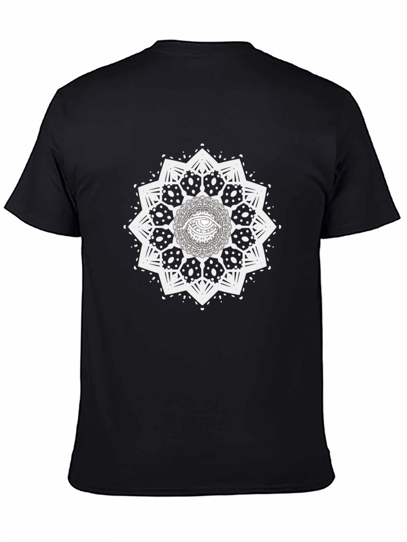 Eye Mandala Graphic Tee - Black Cotton Casual Shirt