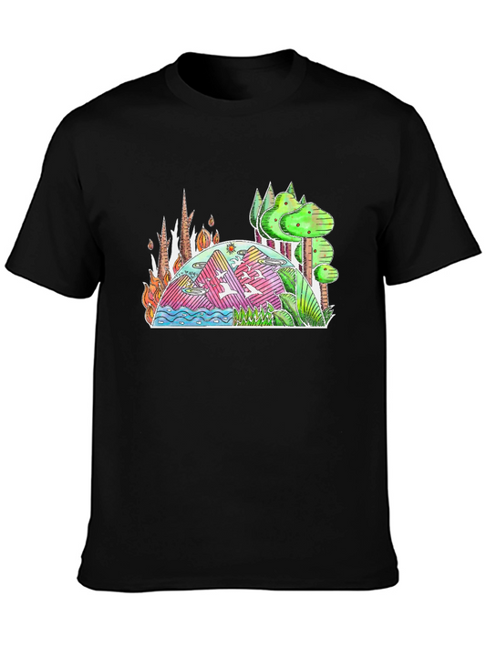 Colorful Landscape Graphic Tee - Black Unisex