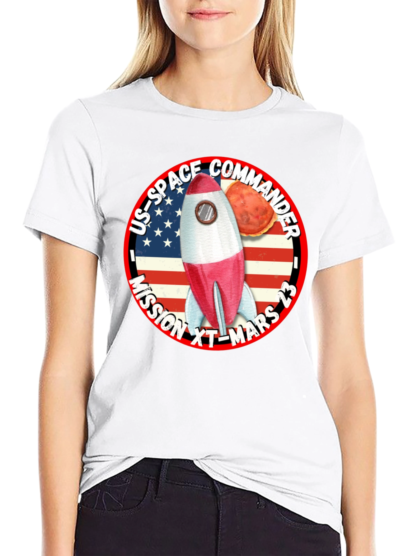 US Space Commander Mission to Mars Black T-Shirt