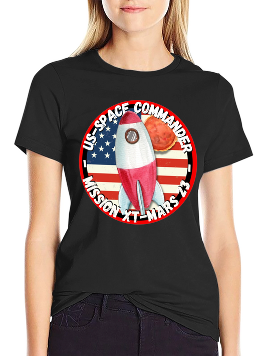 US Space Commander Mission to Mars Black T-Shirt