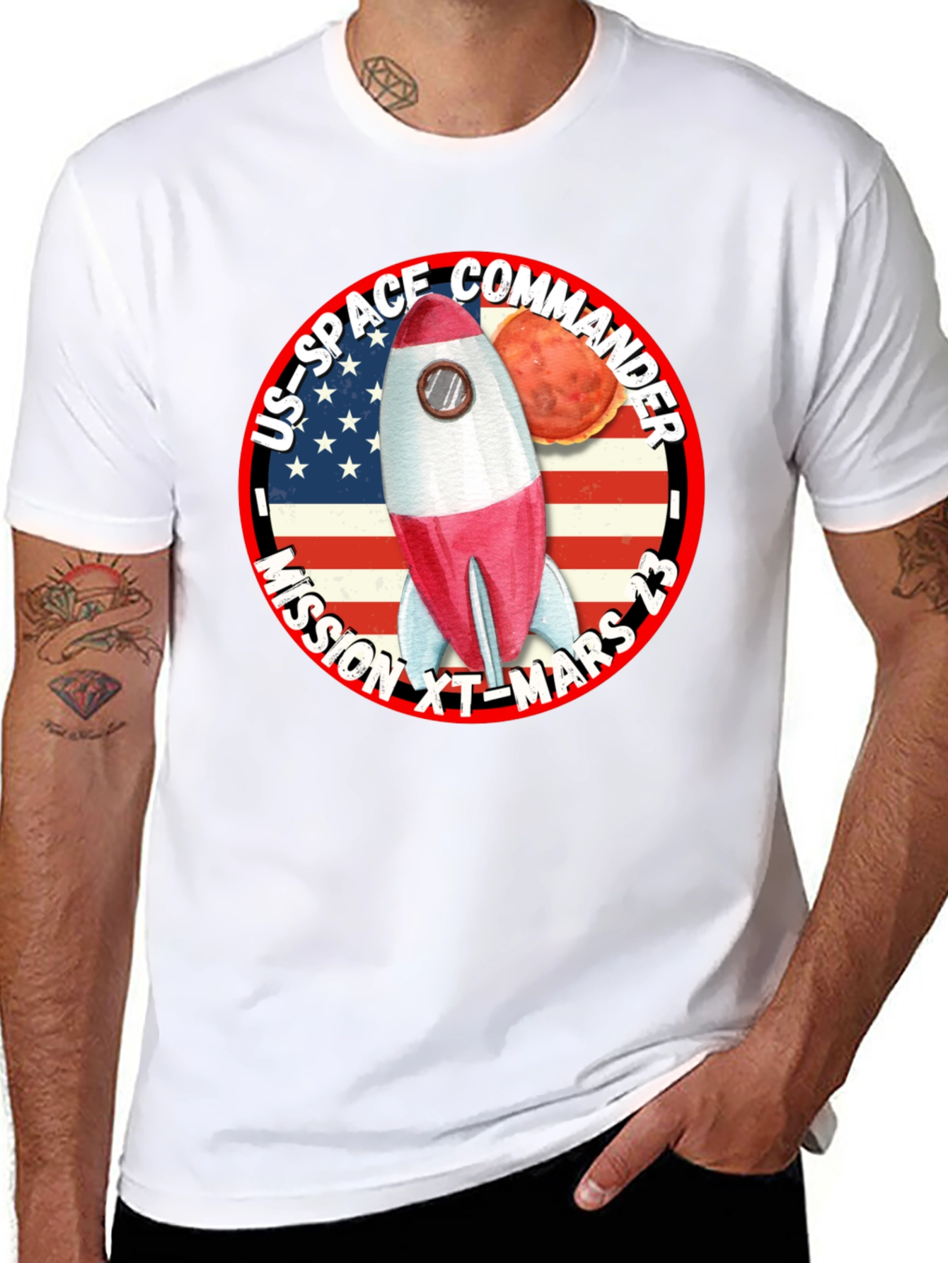 US Space Commander Mission to Mars Black T-Shirt