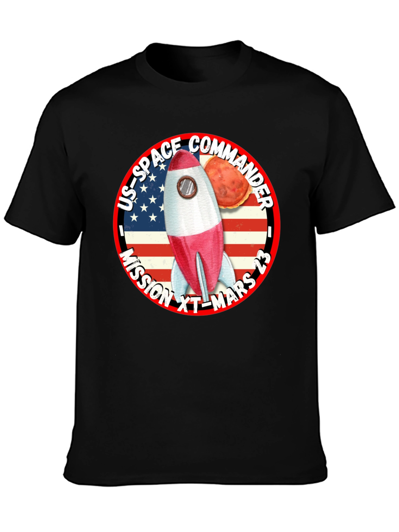 US Space Commander Mission to Mars Black T-Shirt