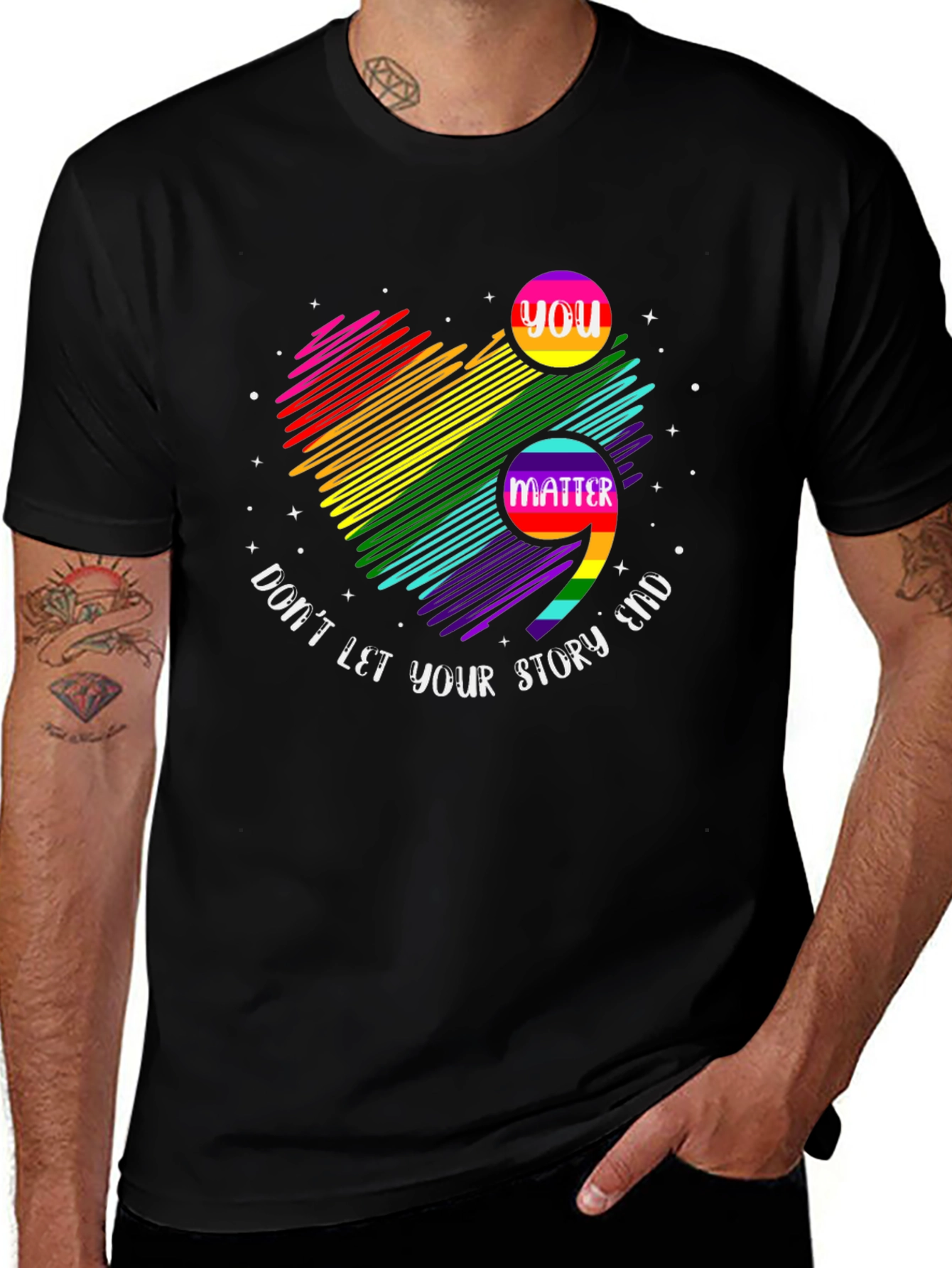 You Matter Rainbow Semicolon Graphic Tee