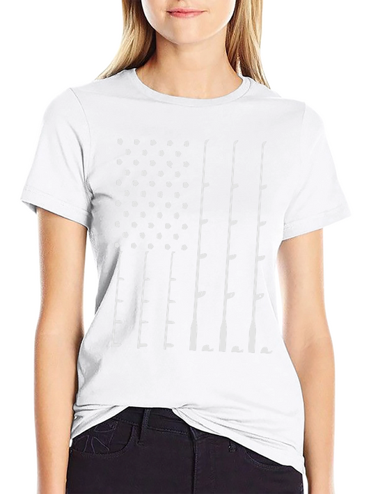 Fishing Rod American Flag Graphic T-Shirt