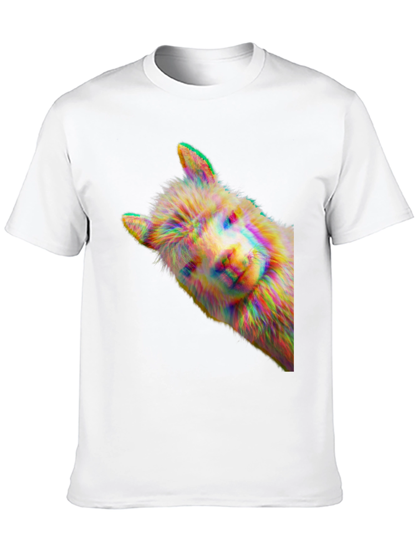 Alpaca Glitch Art Graphic Tee - Mens Black T-Shirt