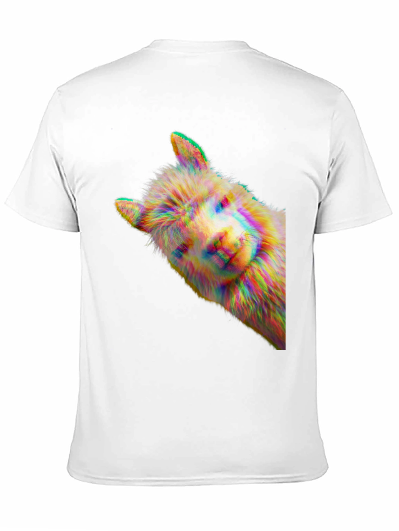 Alpaca Glitch Art Graphic Tee - Mens Black T-Shirt