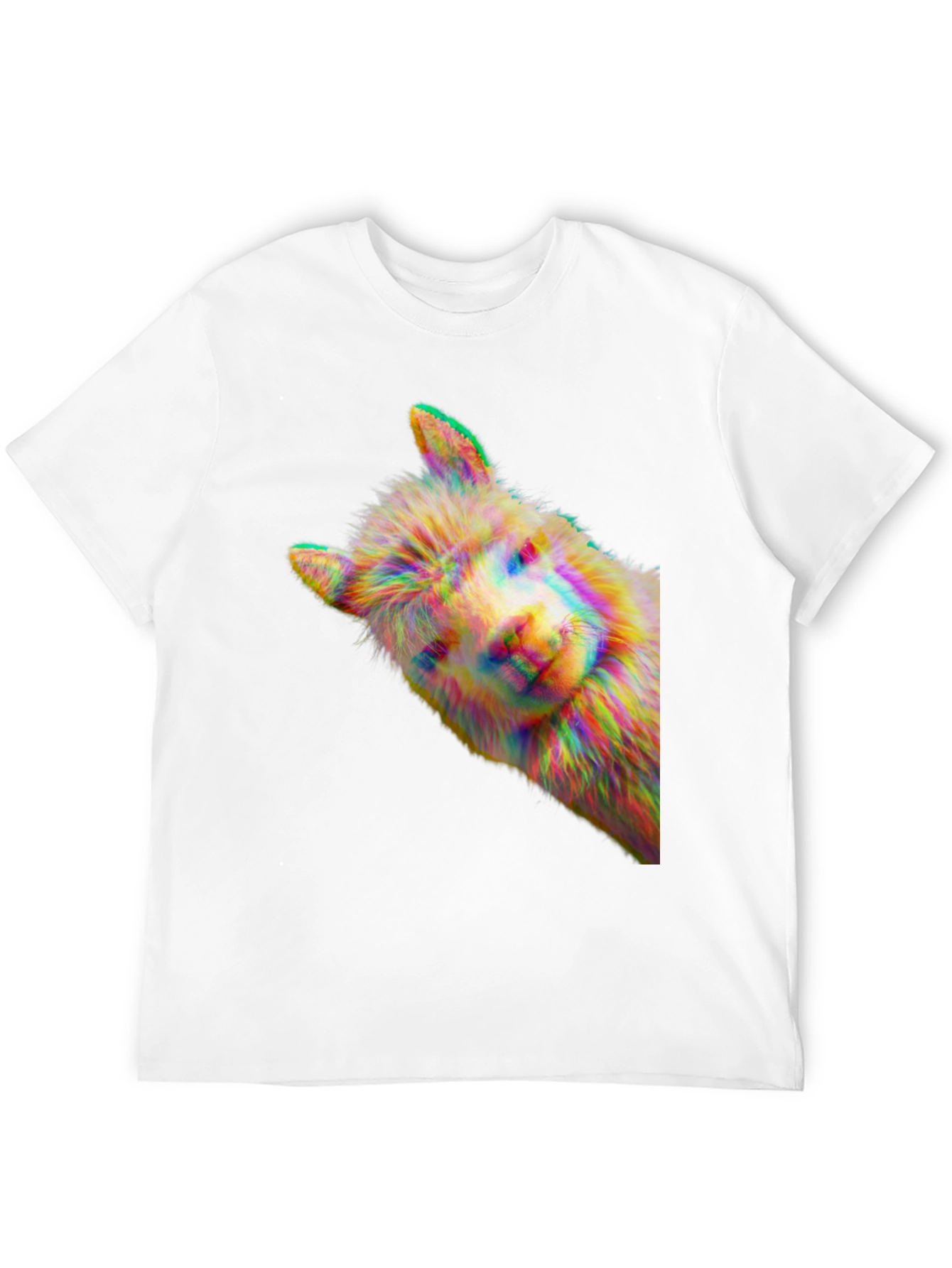 Alpaca Glitch Art Graphic Tee - Mens Black T-Shirt