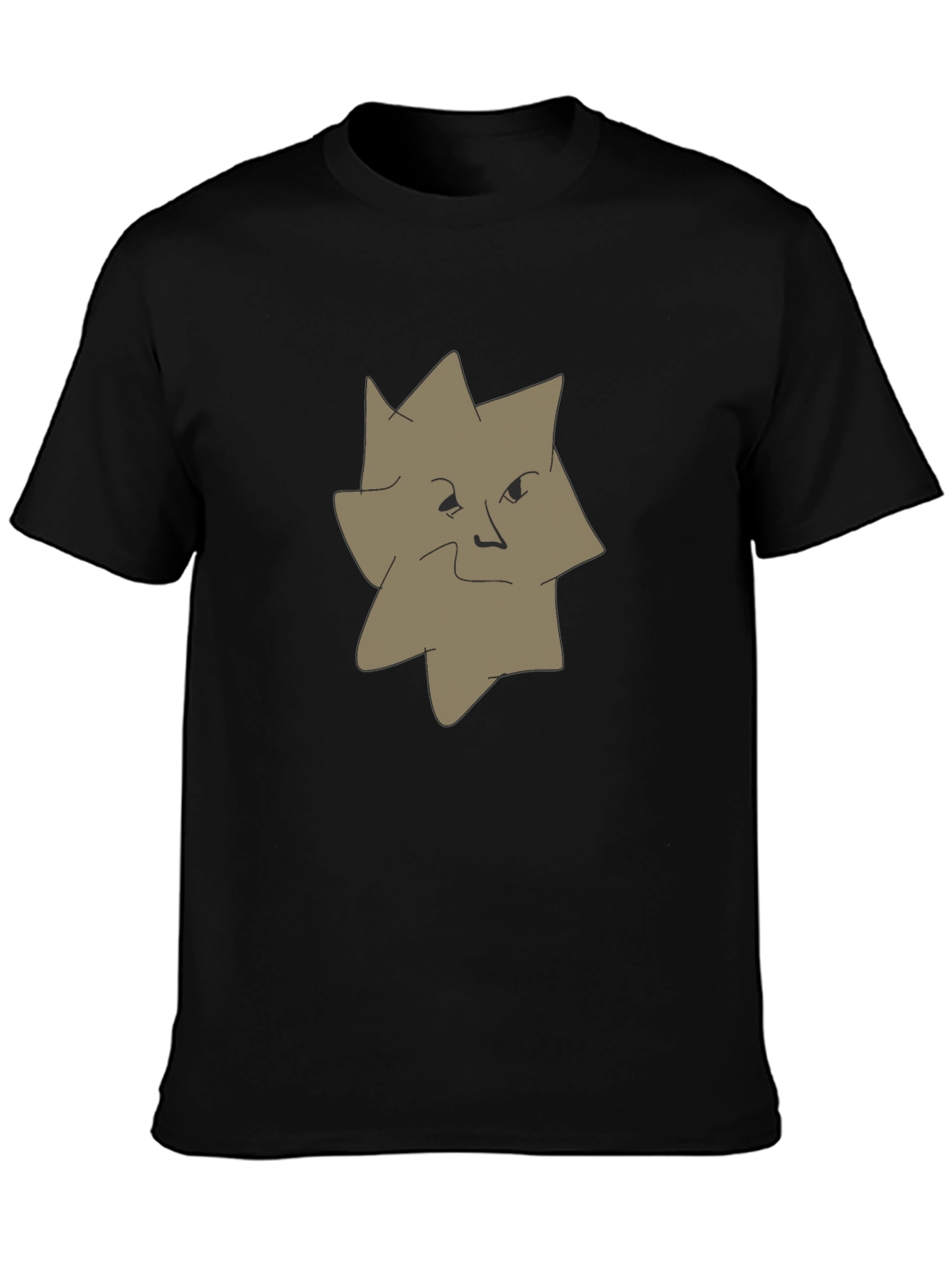 Abstract Face Graphic Tee - Black Casual T-Shirt