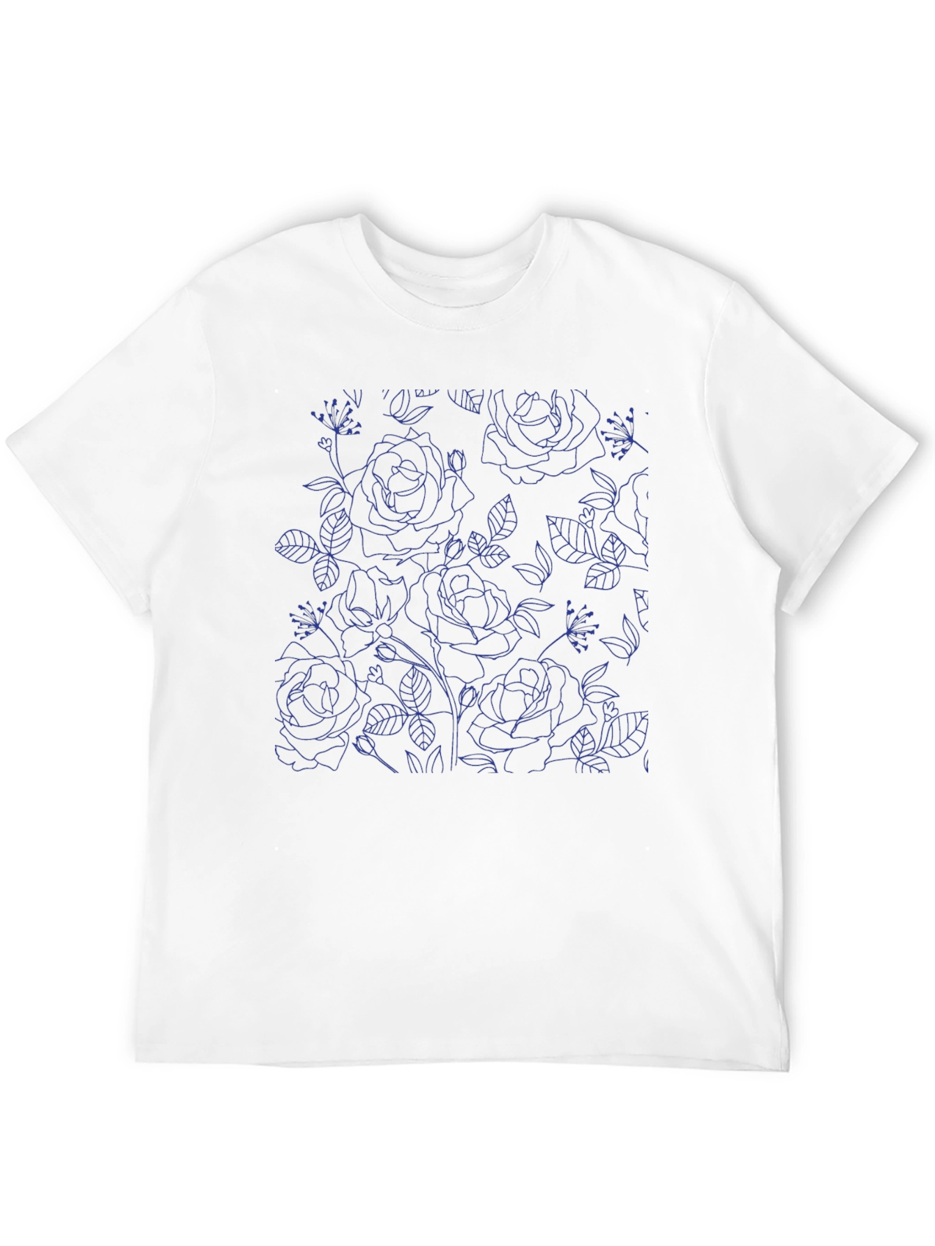 Floral Outline Black T-Shirt