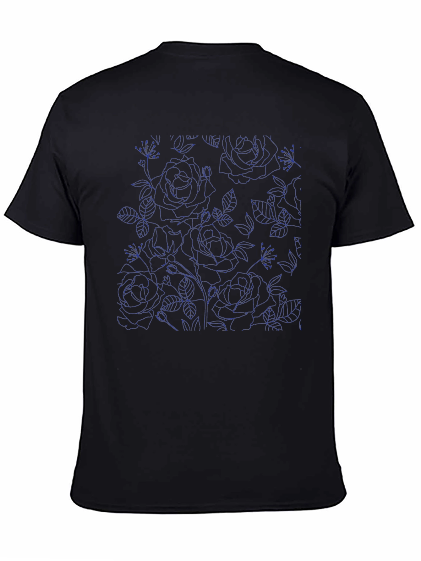 Floral Outline Black T-Shirt