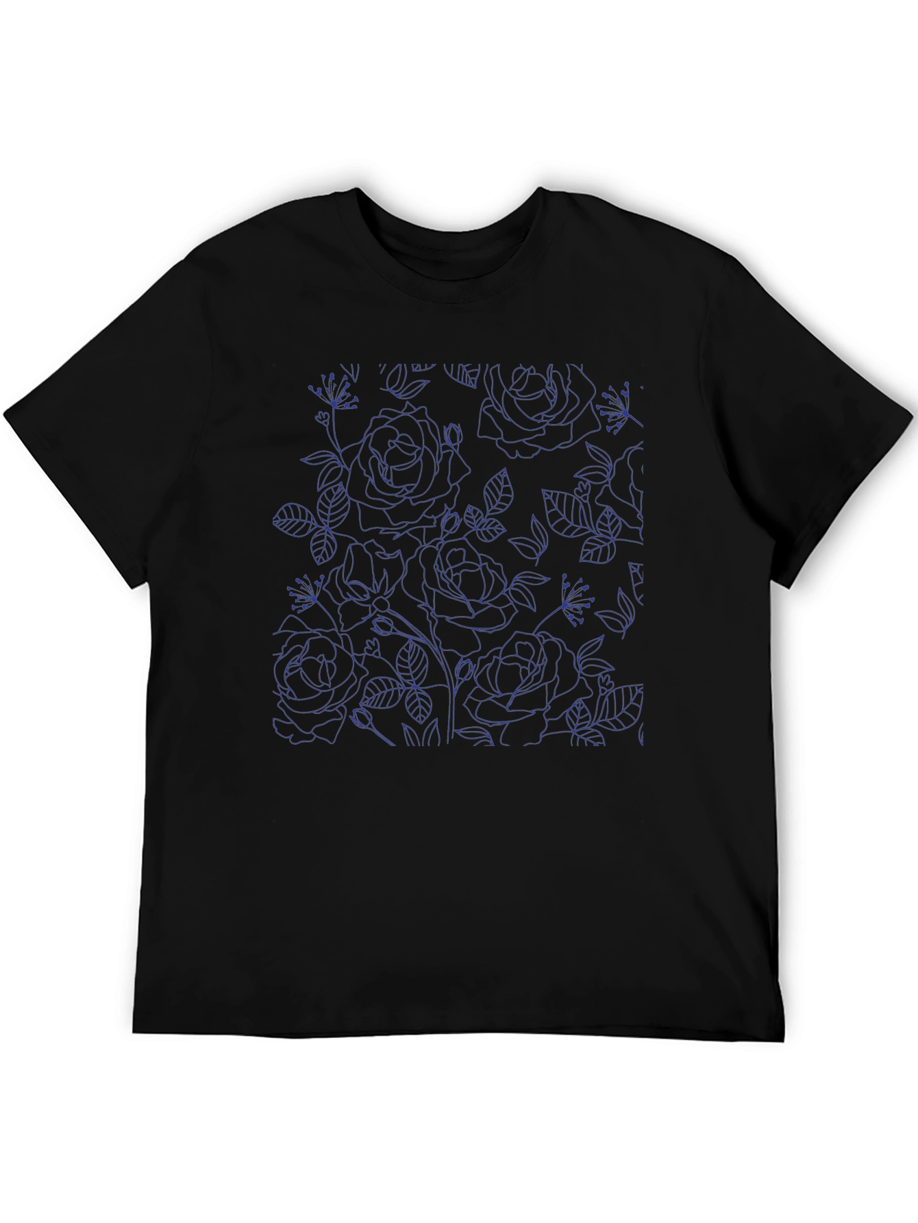 Floral Outline Black T-Shirt