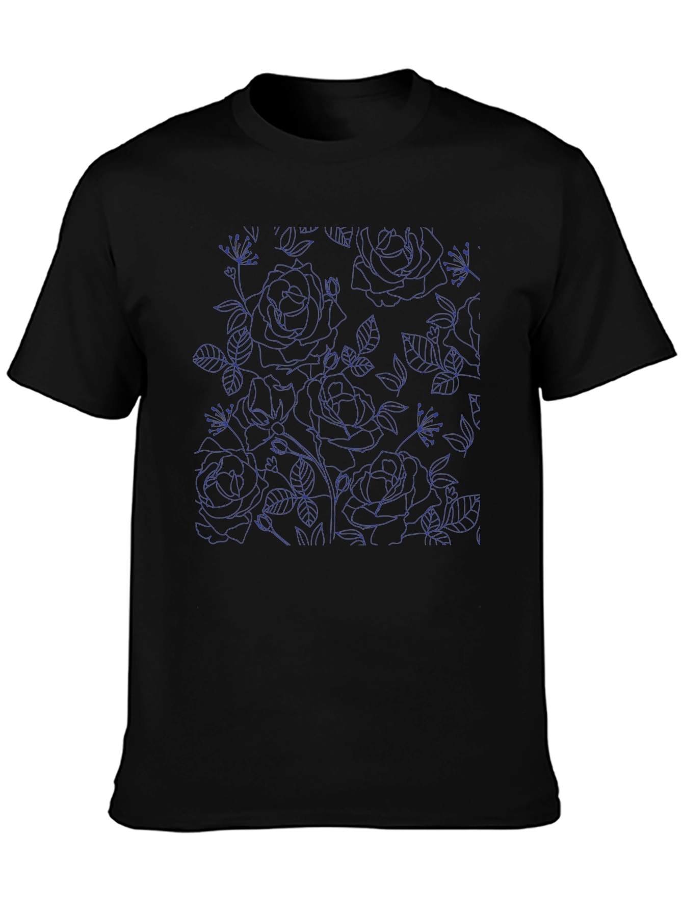 Floral Outline Black T-Shirt