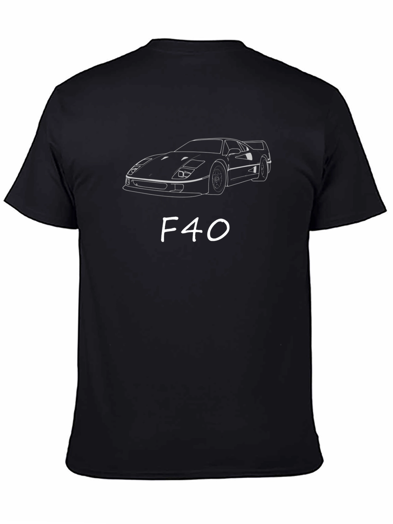 F40 Car Graphic Tee - Black Cotton T-Shirt