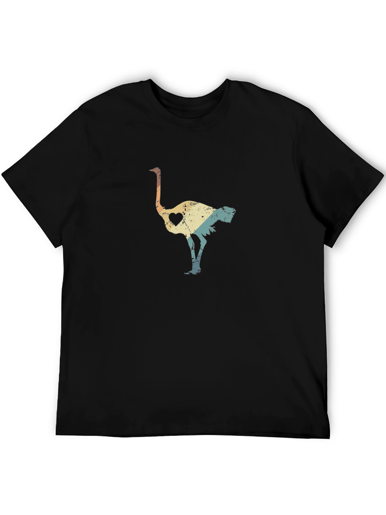 Retro Ostrich Heart T-Shirt - Black