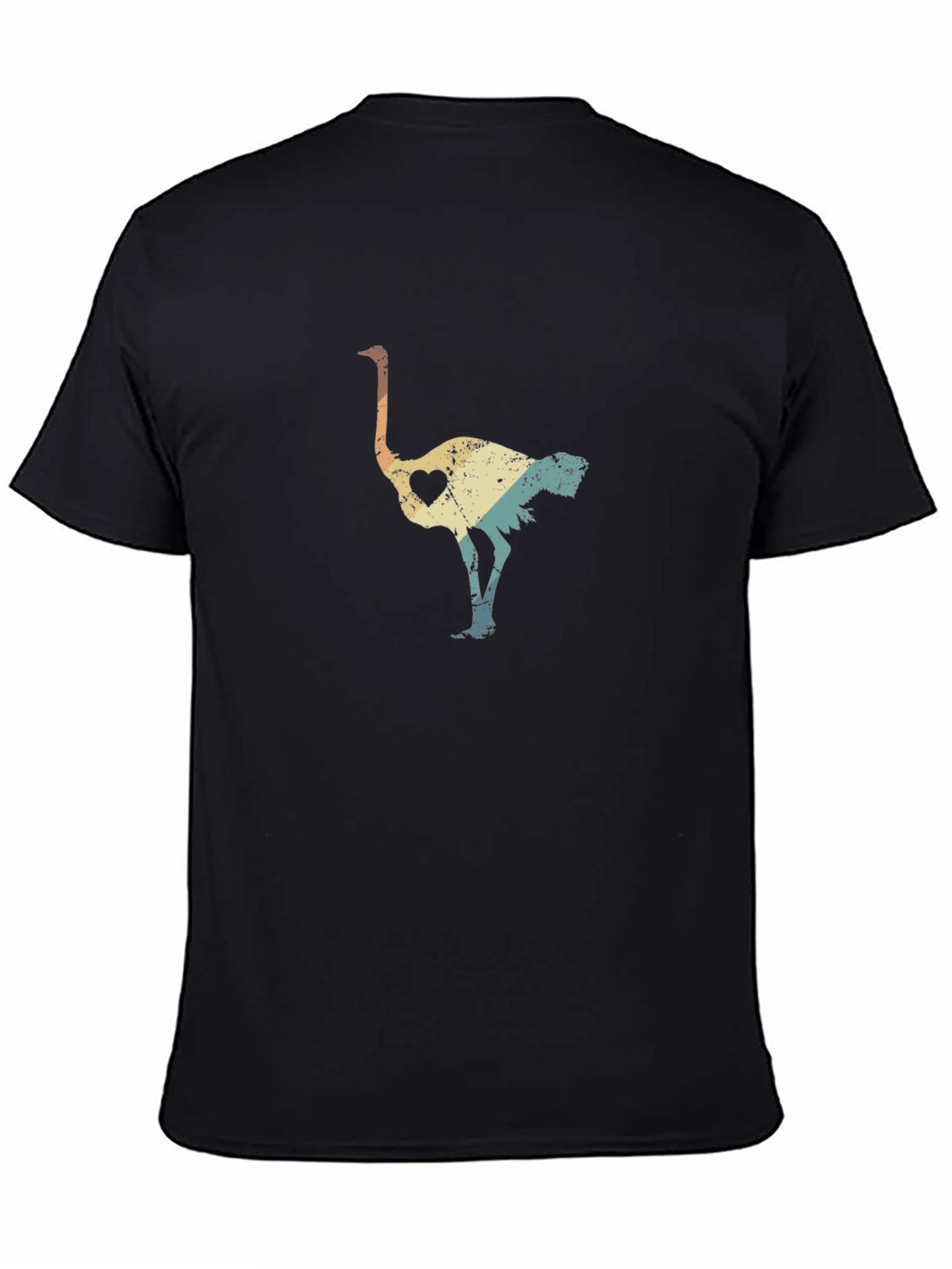 Retro Ostrich Heart T-Shirt - Black