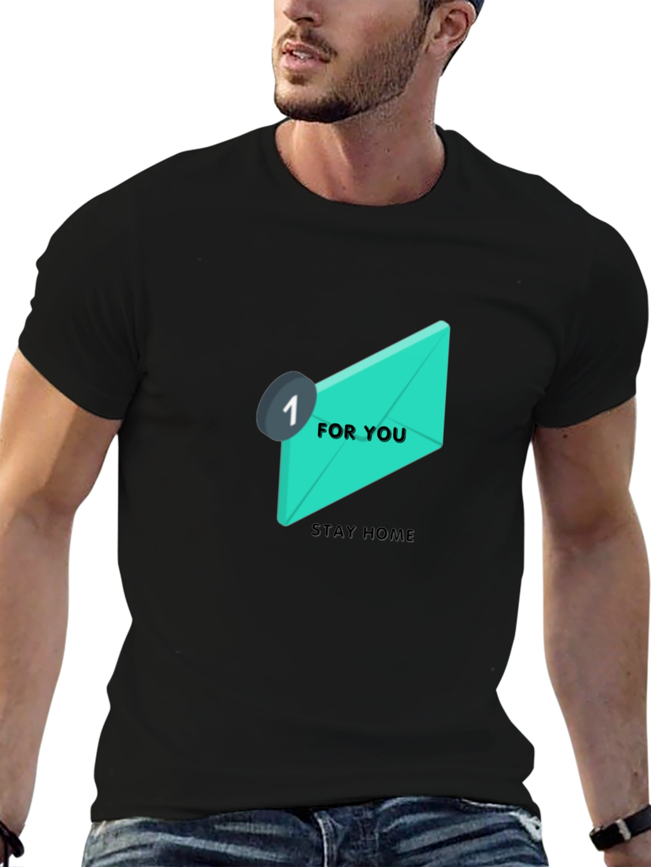 Stay Home Email Graphic Tee - Black