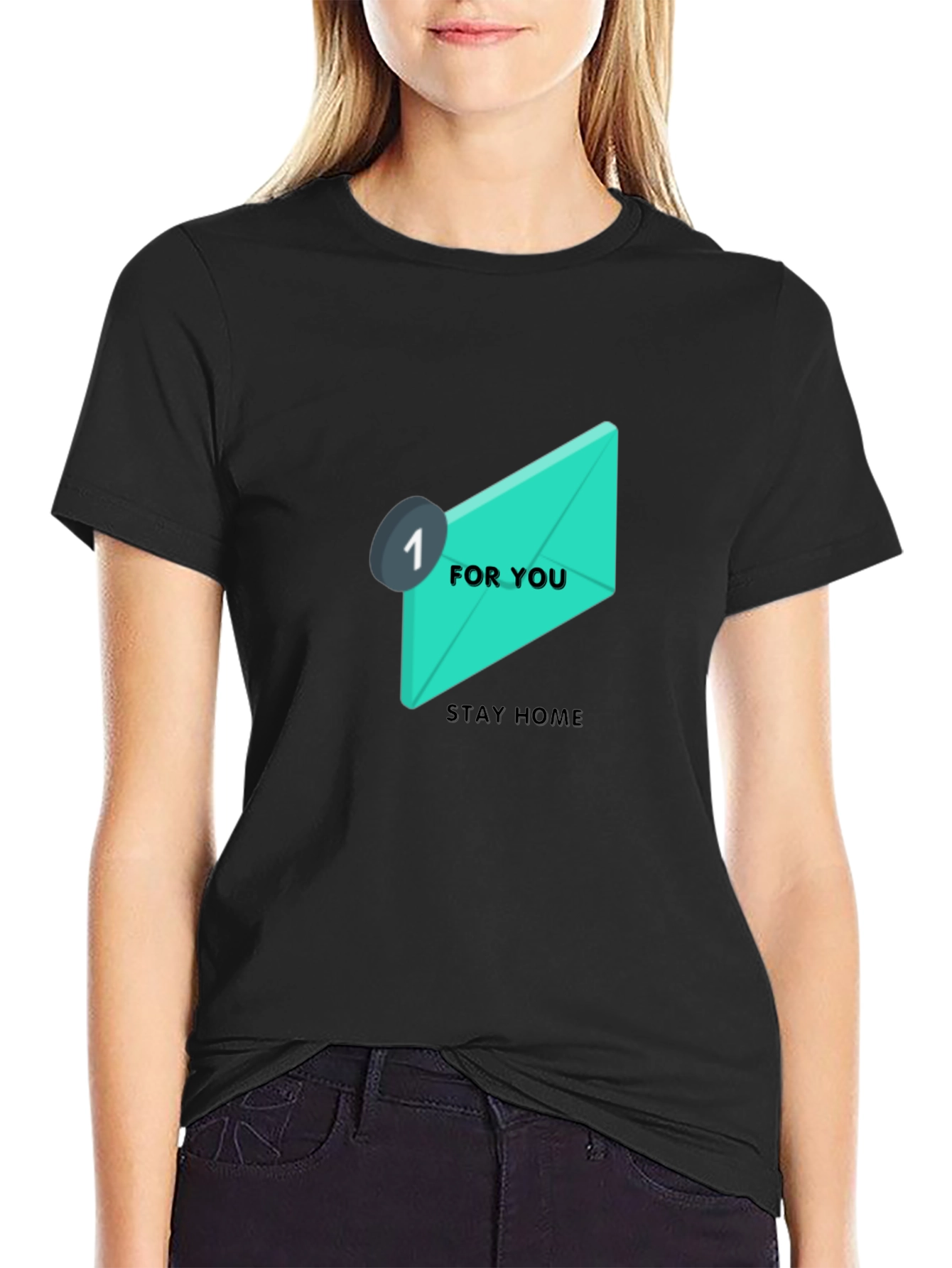 Stay Home Email Graphic Tee - Black