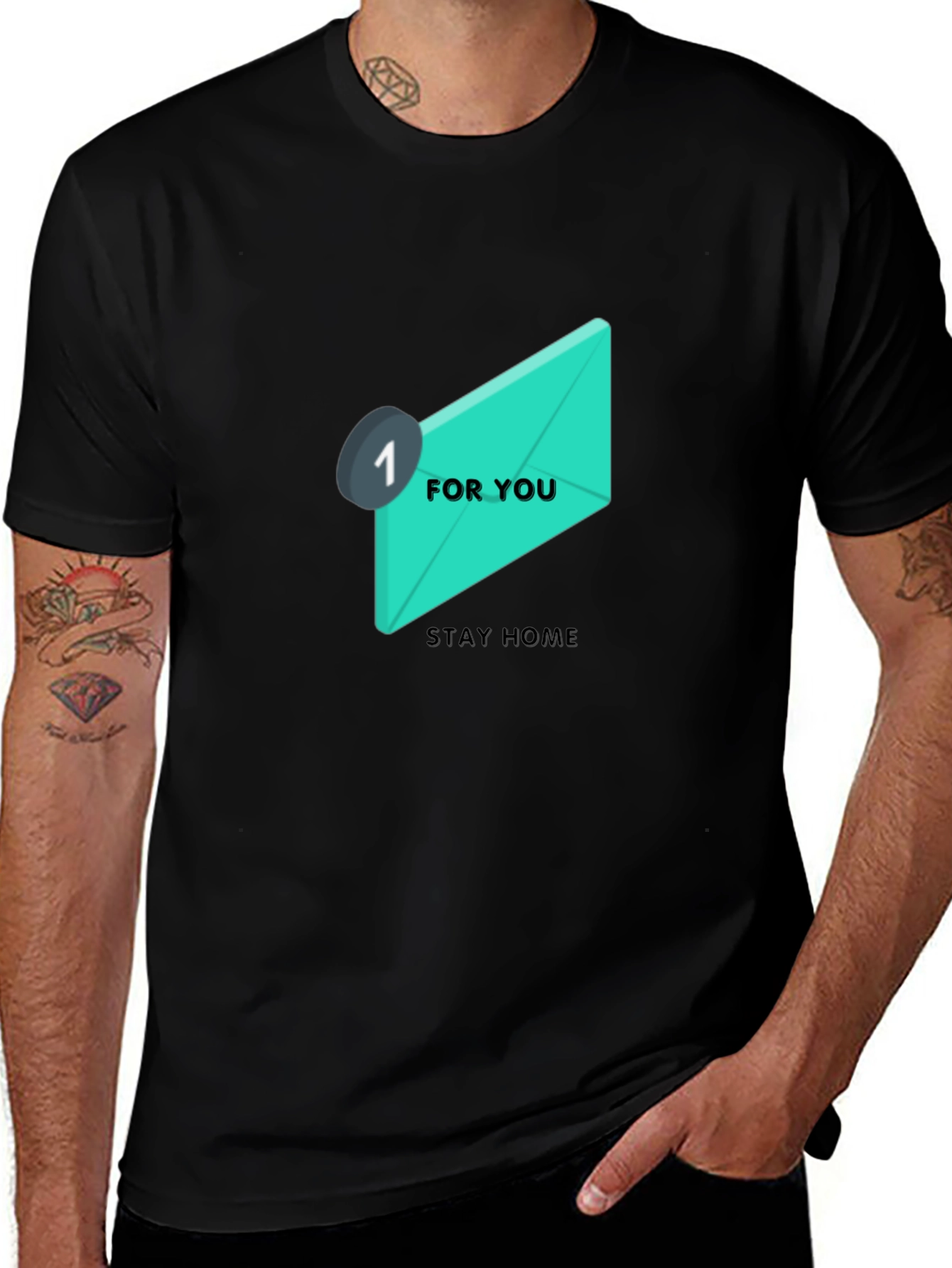Stay Home Email Graphic Tee - Black