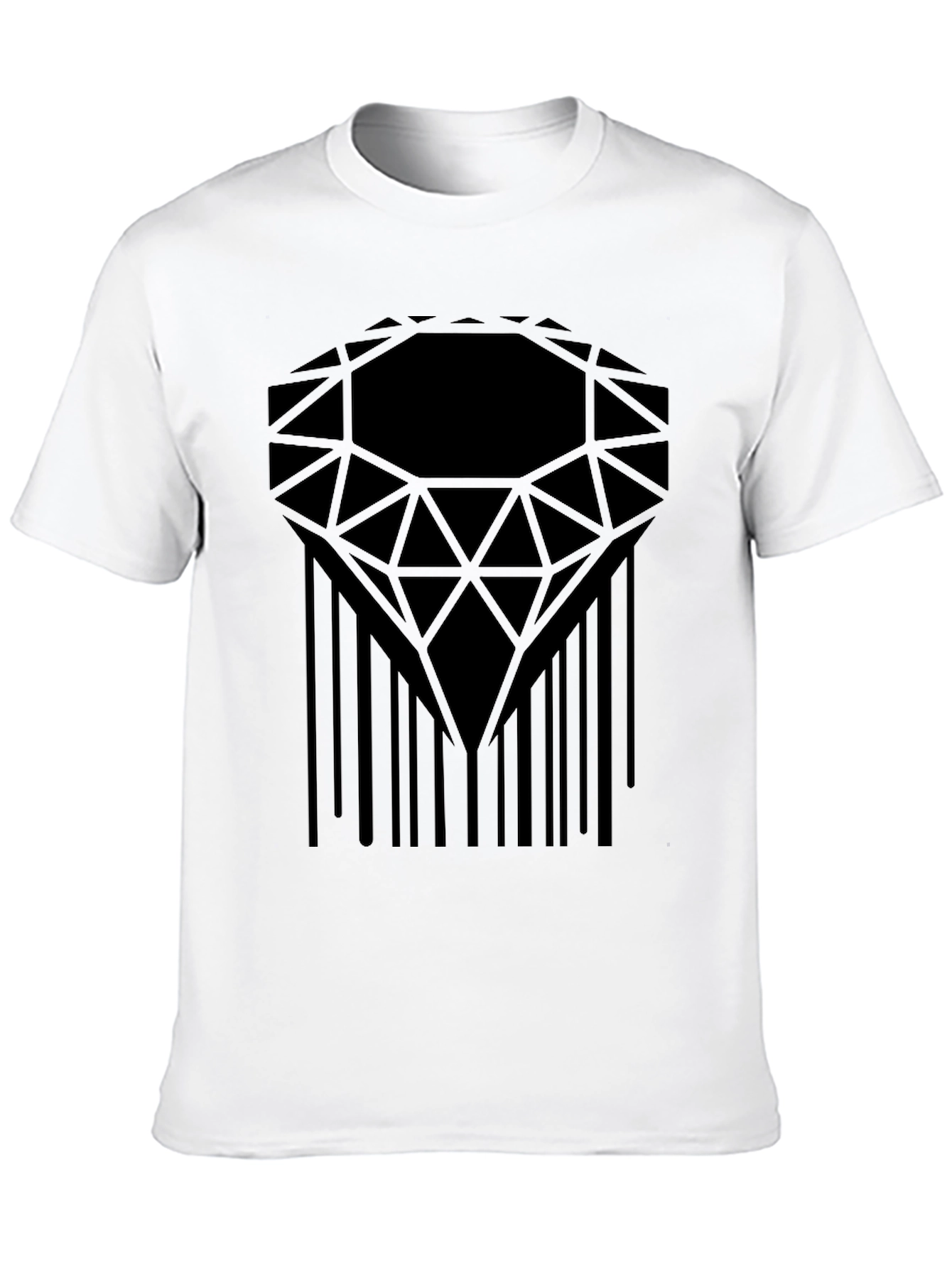 Geometric Diamond Barcode Graphic Tee - Modern Style