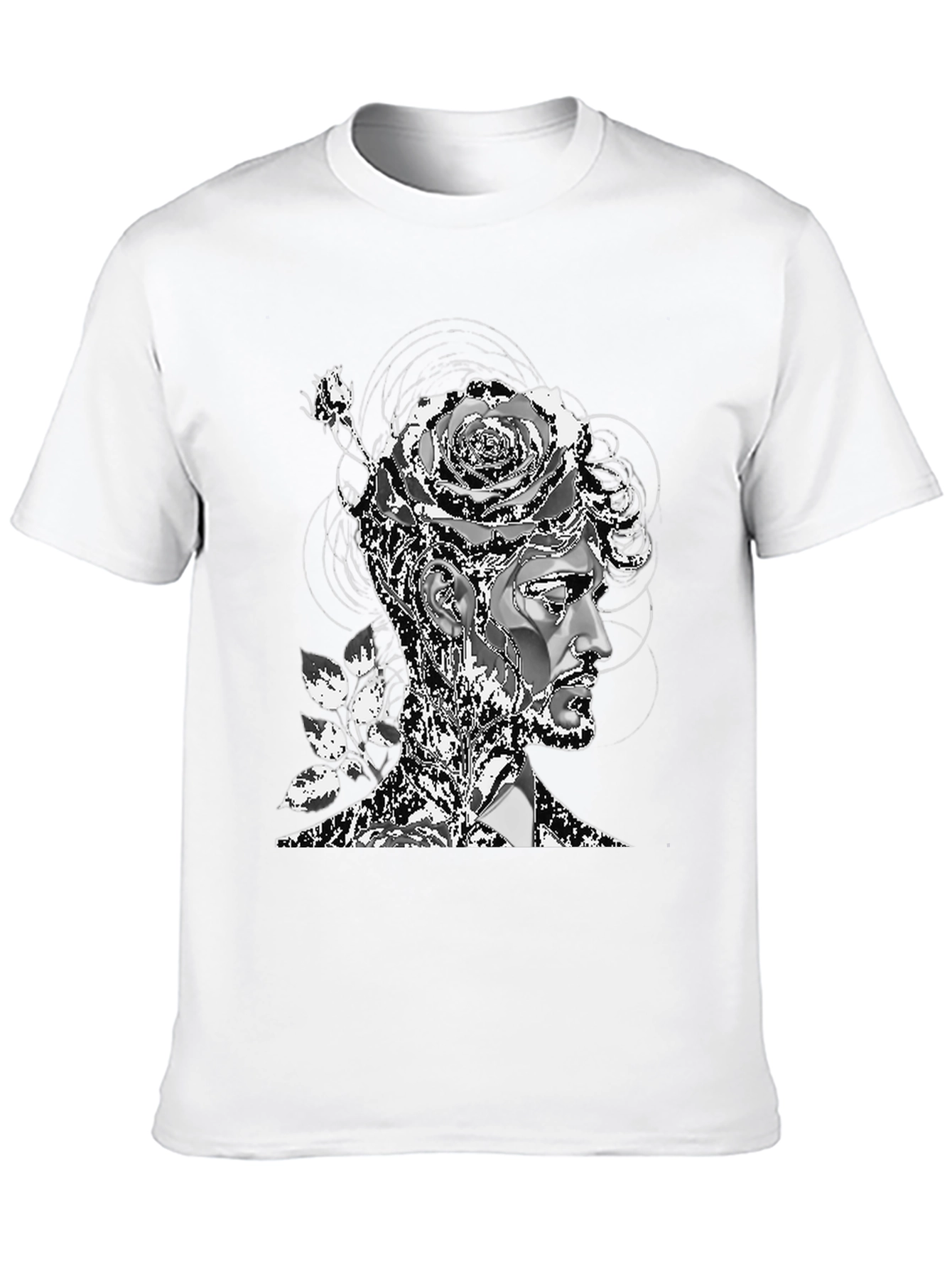 Artistic Floral Head T-Shirt - Mens Black Tee