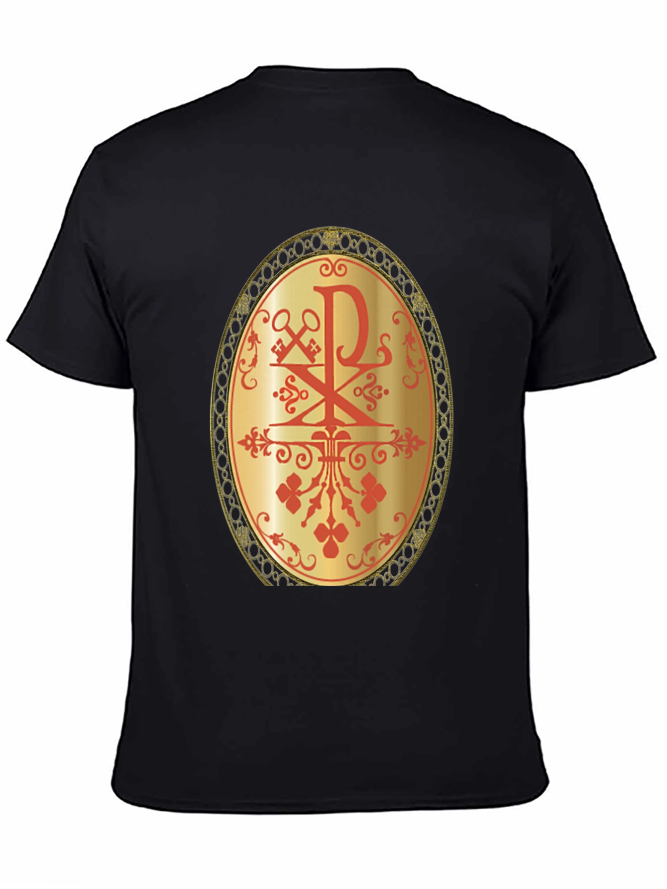 Religious Chi Rho Graphic Tee - Black