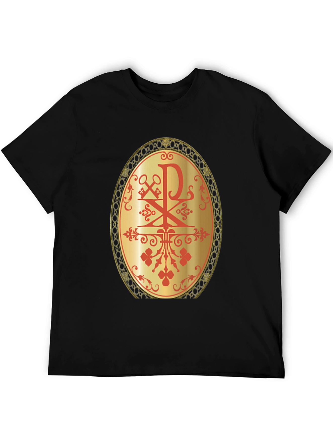 Religious Chi Rho Graphic Tee - Black