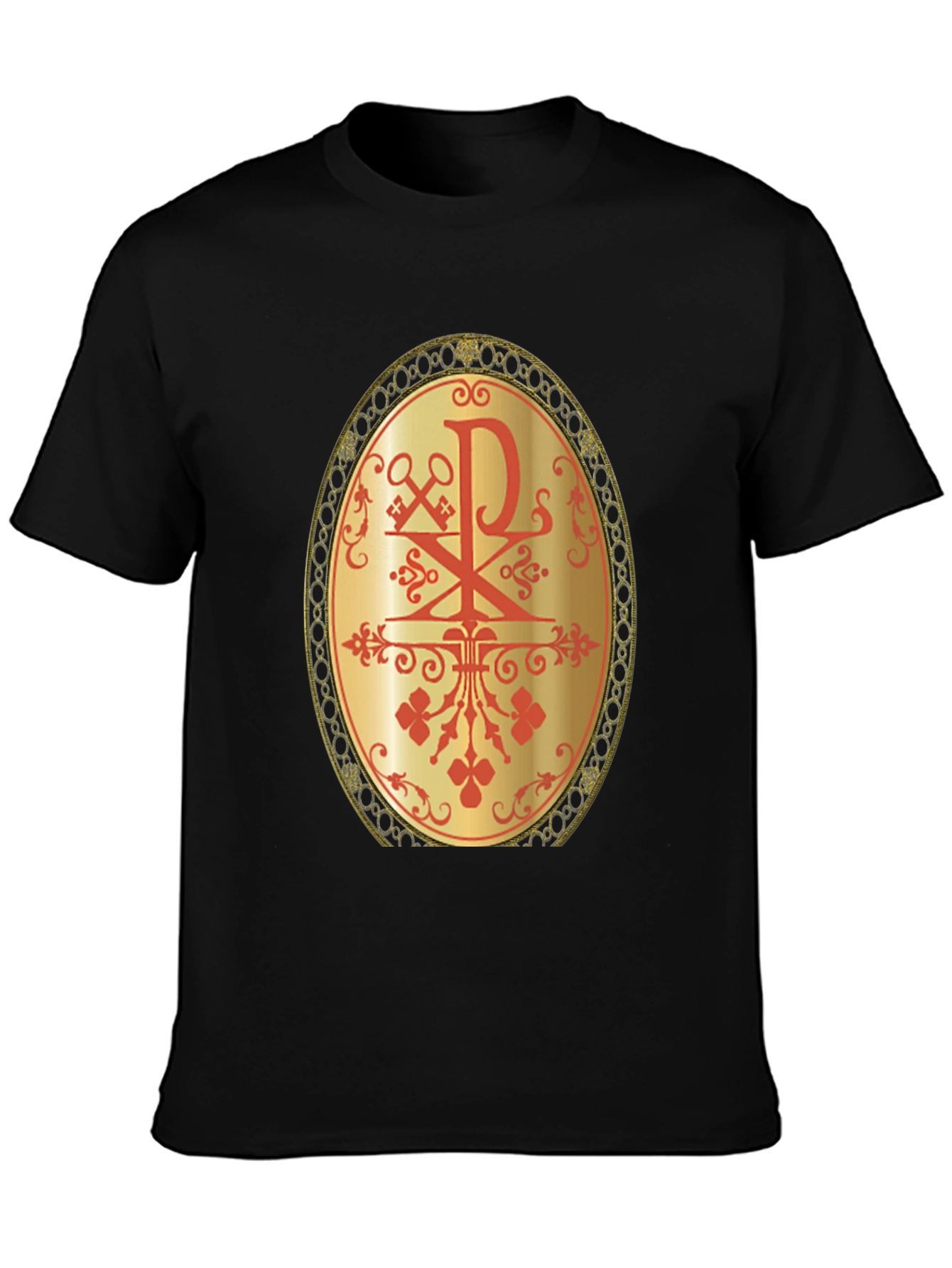 Religious Chi Rho Graphic Tee - Black