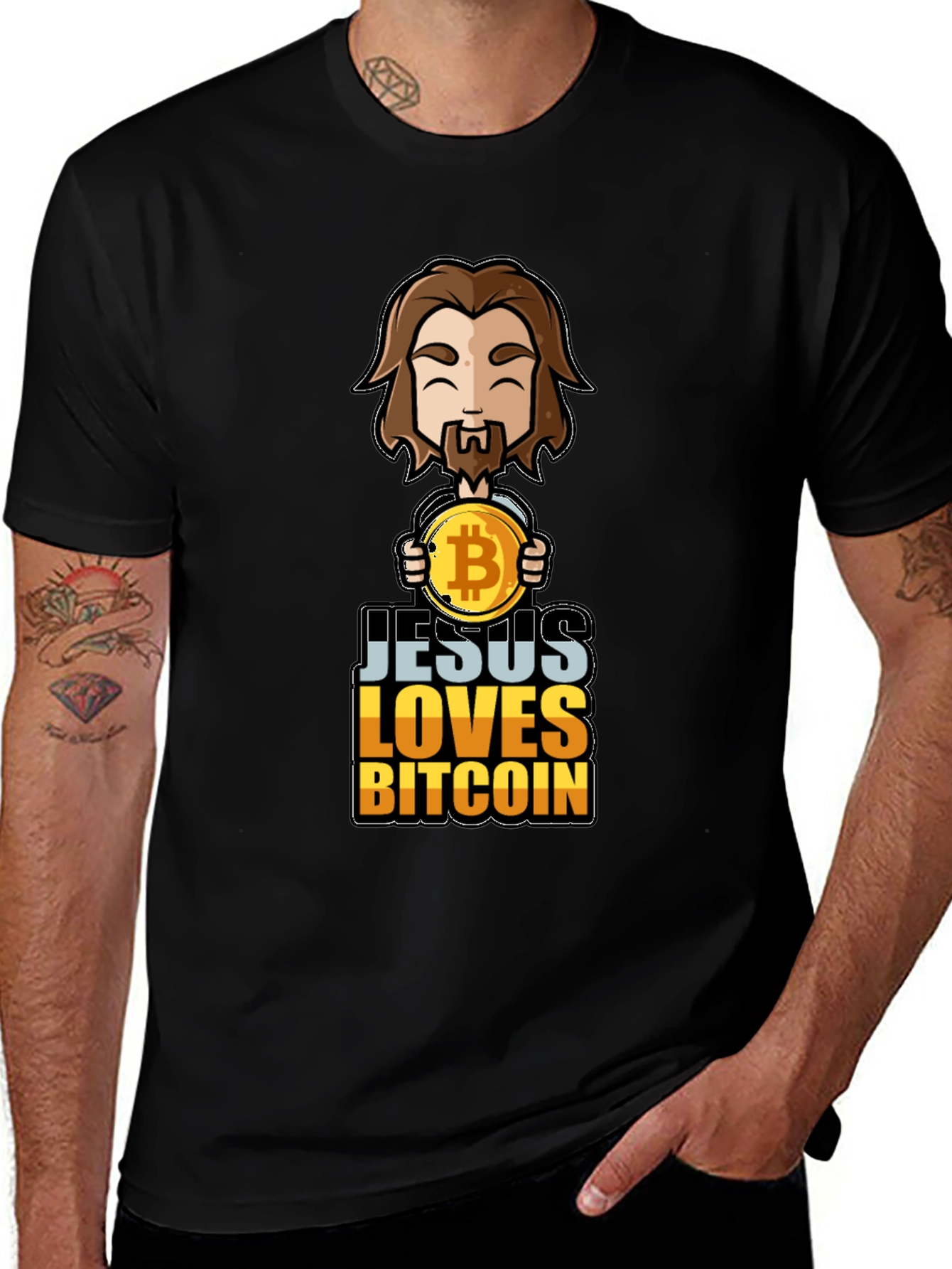 Jesus Loves Bitcoin Graphic T-Shirt