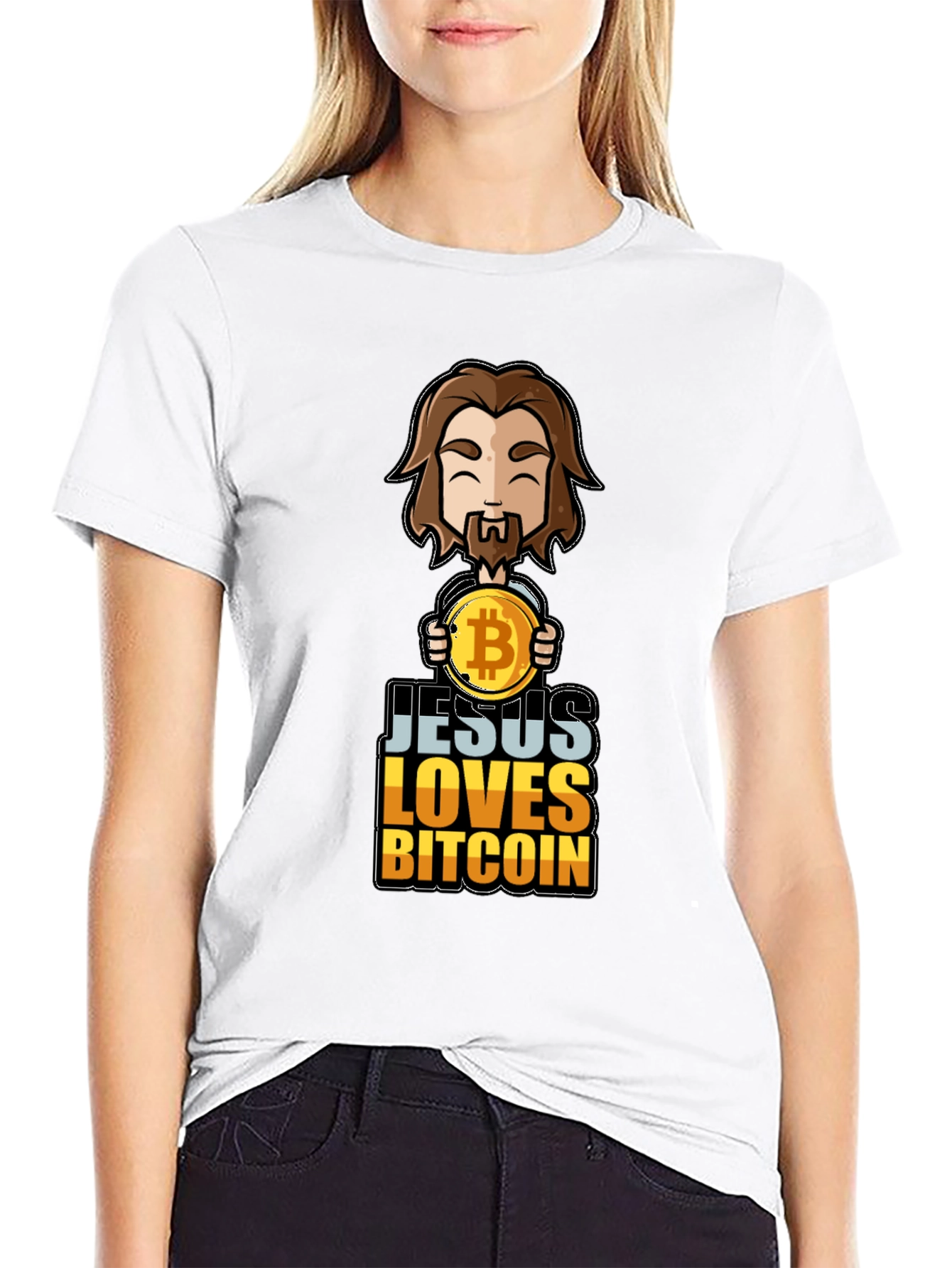 Jesus Loves Bitcoin Graphic T-Shirt