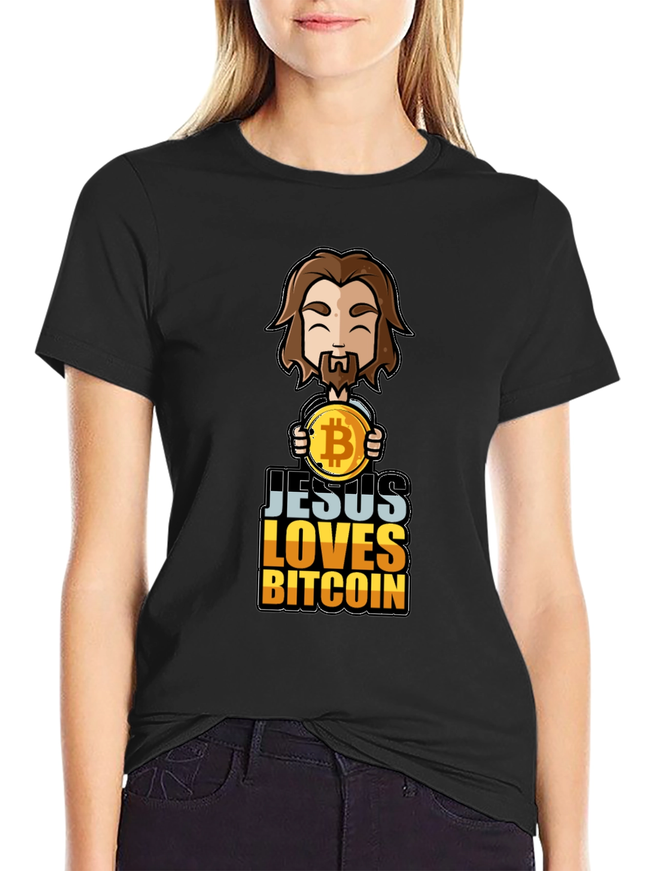 Jesus Loves Bitcoin Graphic T-Shirt