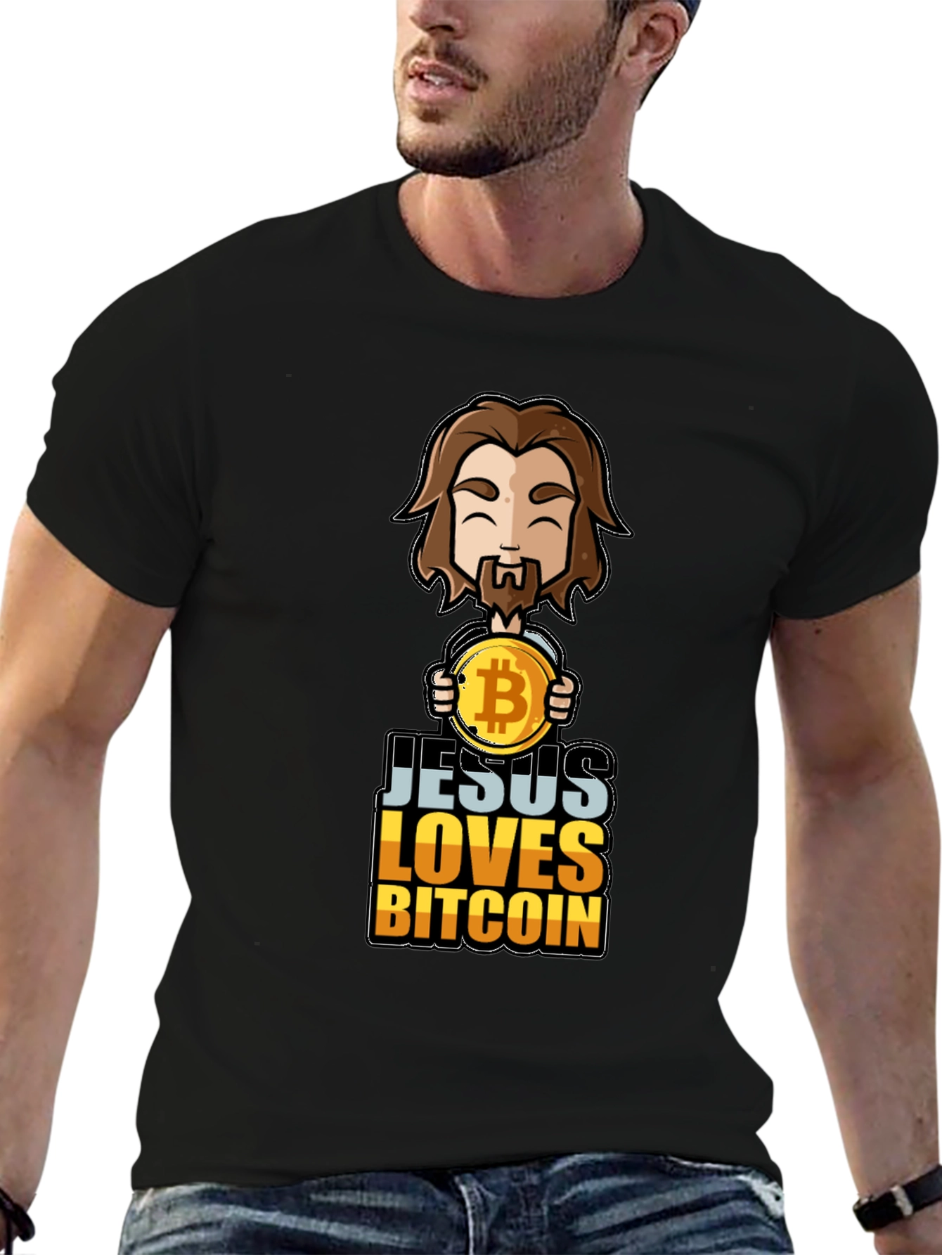 Jesus Loves Bitcoin Graphic T-Shirt