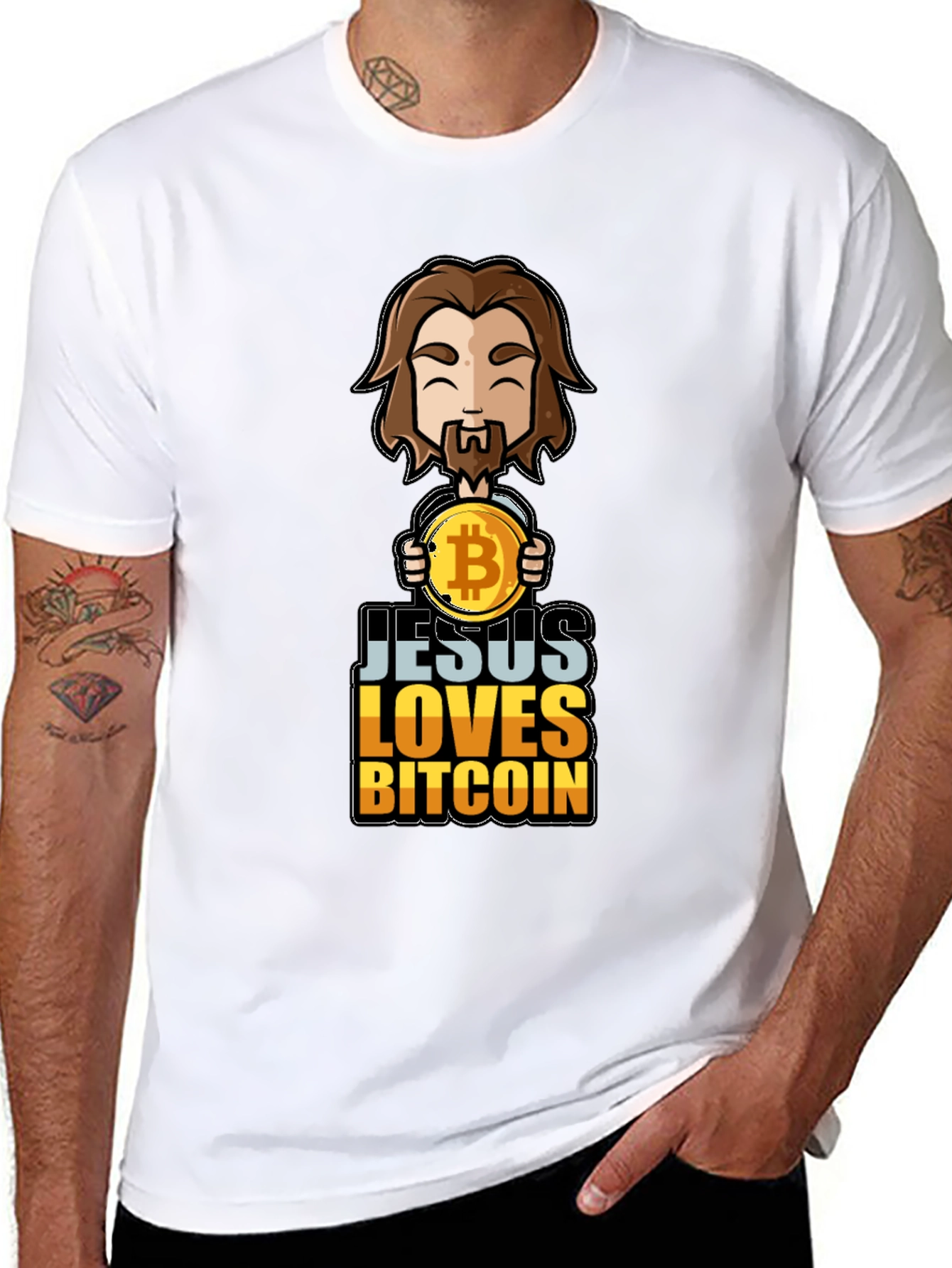 Jesus Loves Bitcoin Graphic T-Shirt