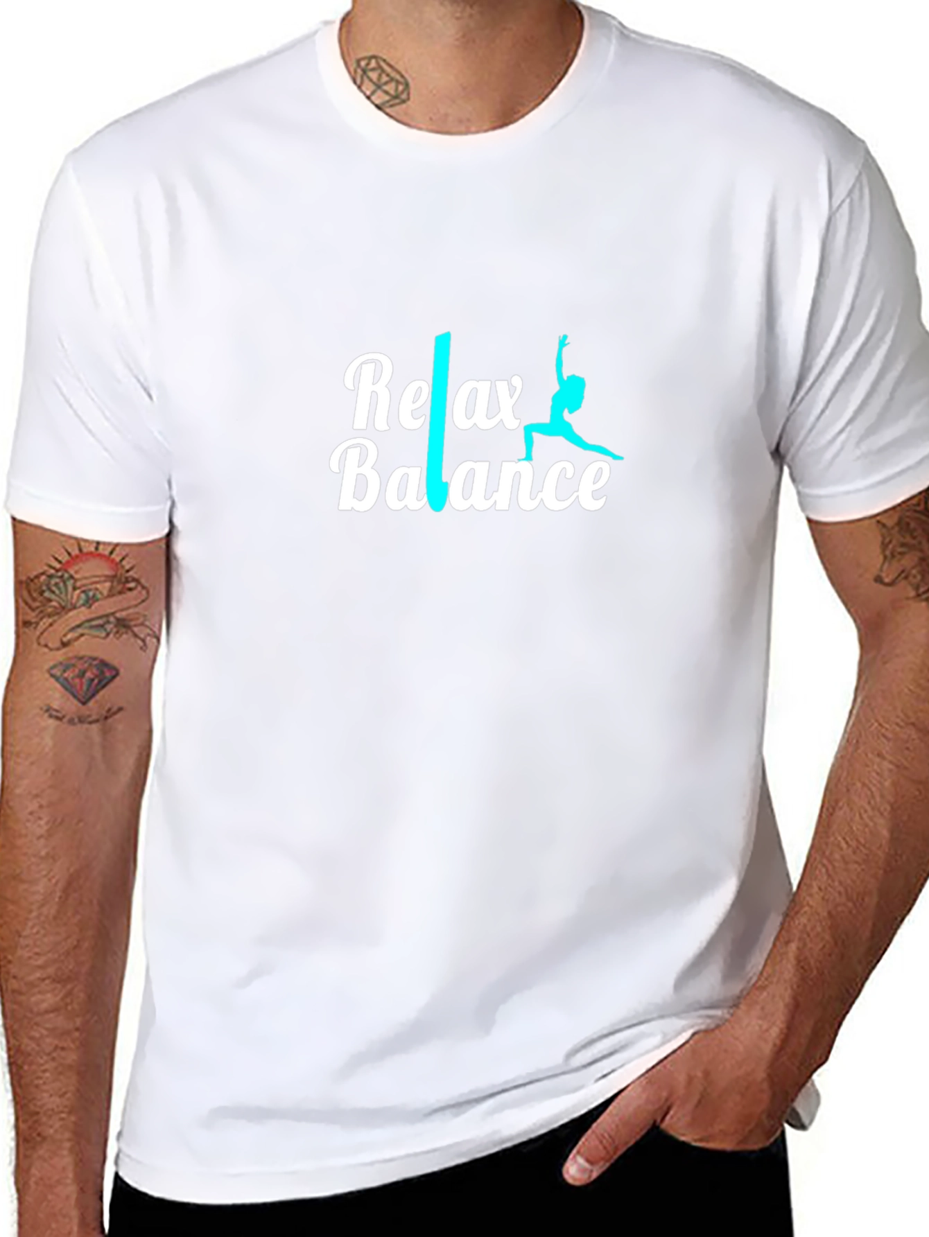 Relax Balance Black T-Shirt Yoga Meditation