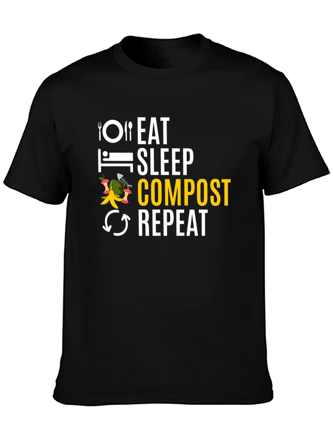 Eat Sleep Compost Repeat Black T-Shirt