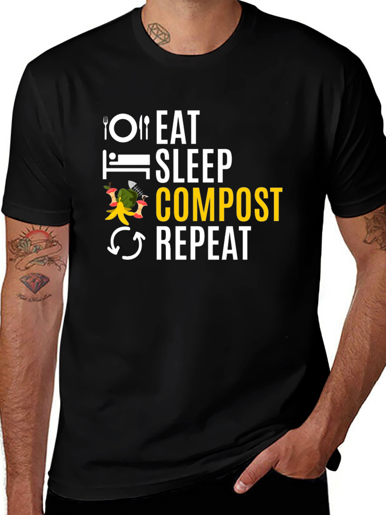 Eat Sleep Compost Repeat Black T-Shirt
