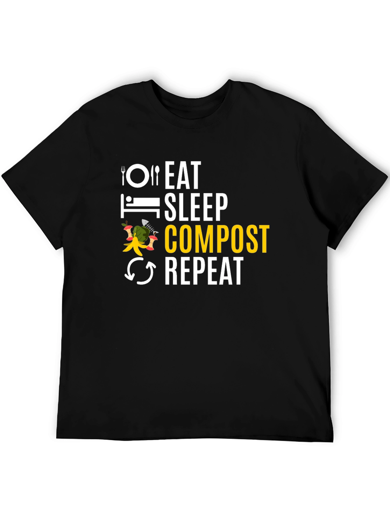 Eat Sleep Compost Repeat Black T-Shirt
