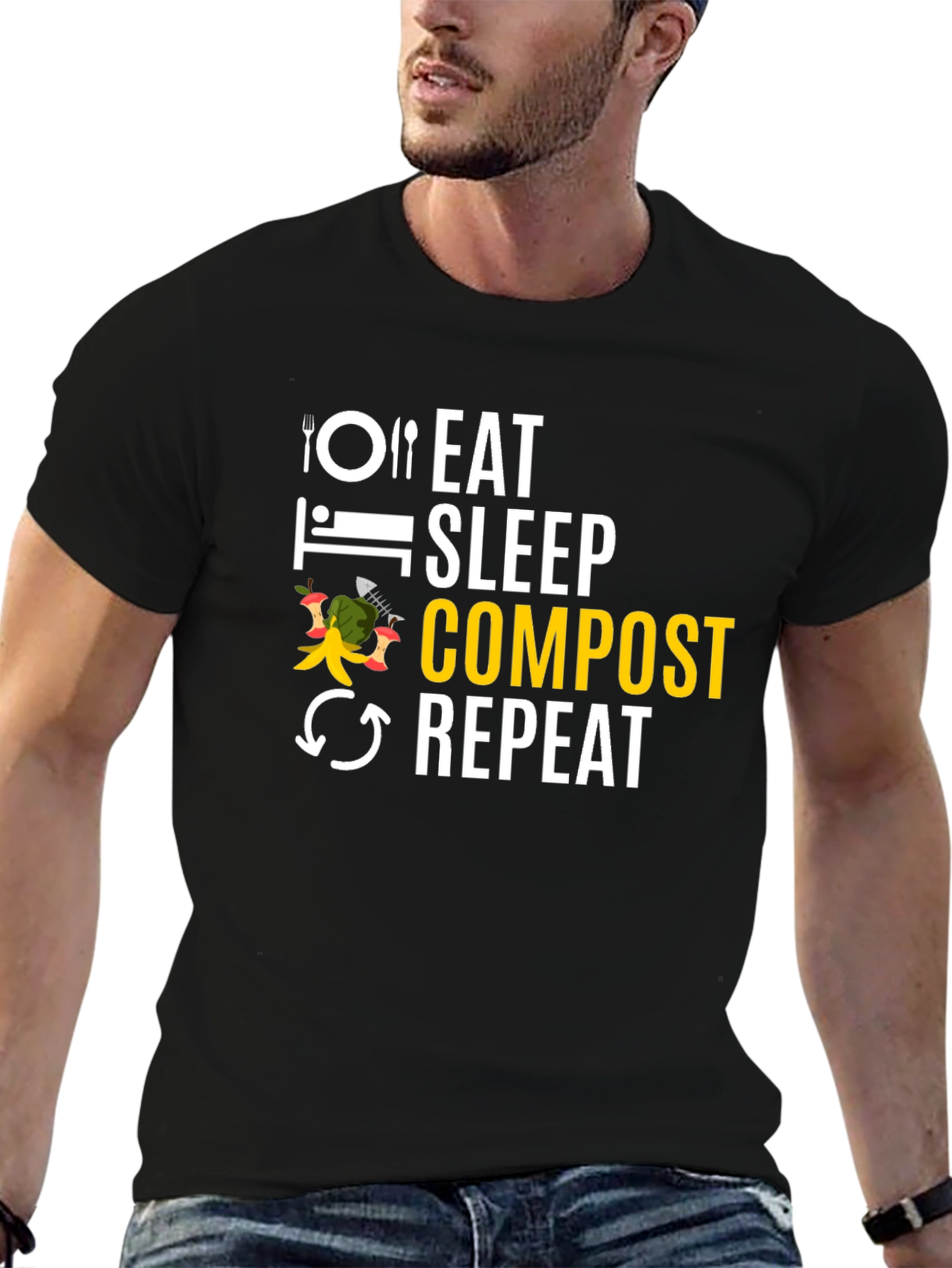 Eat Sleep Compost Repeat Black T-Shirt