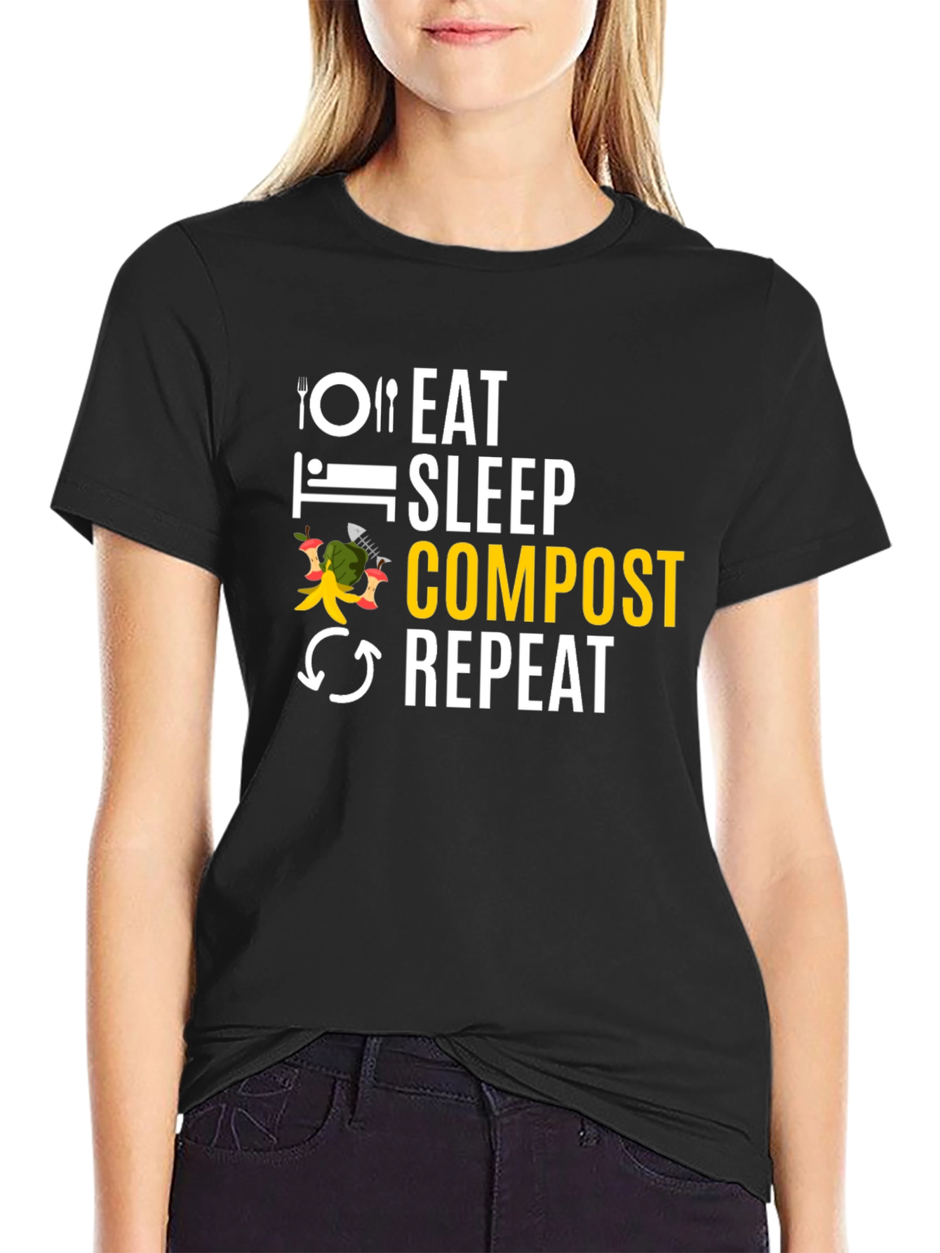 Eat Sleep Compost Repeat Black T-Shirt