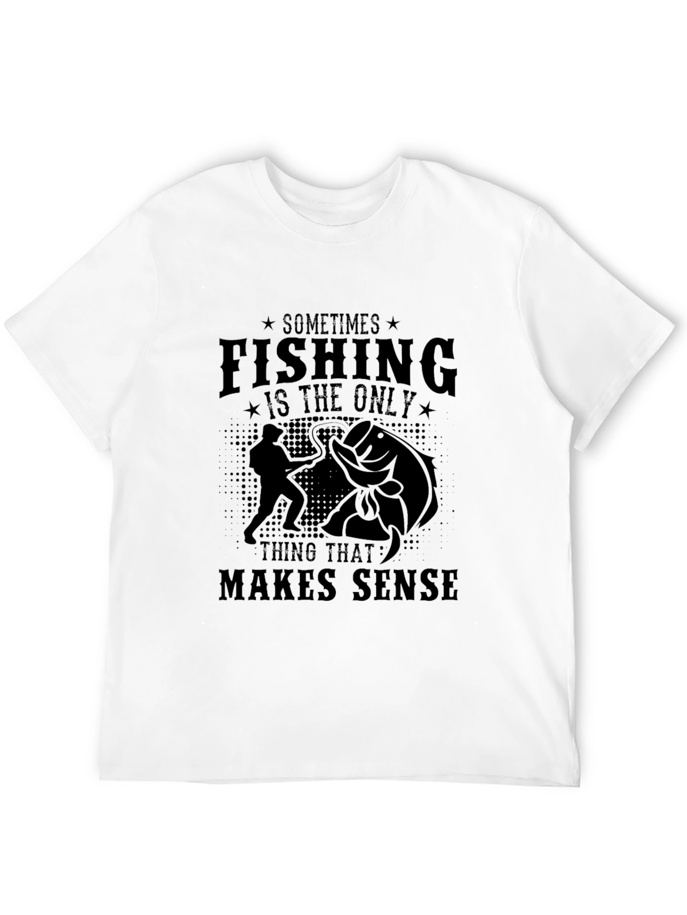 Fishing Makes Sense Black Graphic Tee