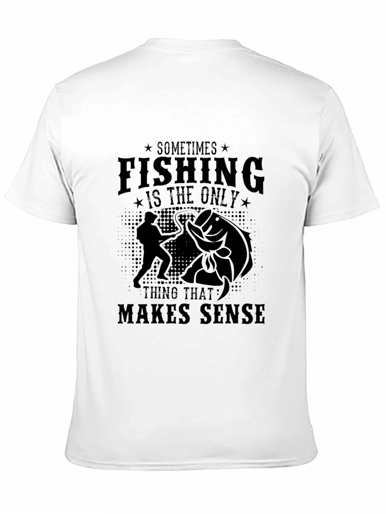 Fishing Makes Sense Black Graphic Tee