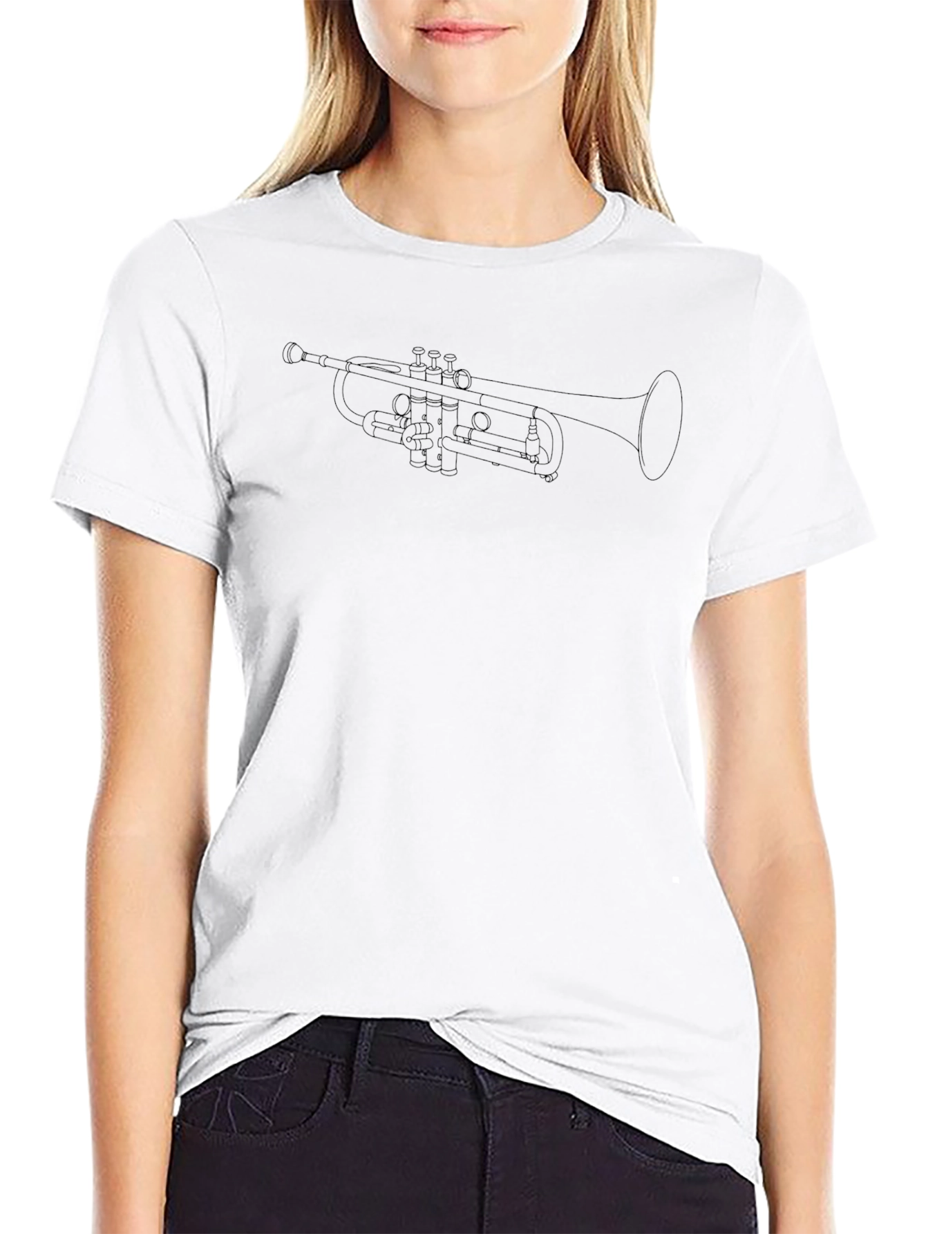 Trumpet Outline T-Shirt - Music Lover Tee